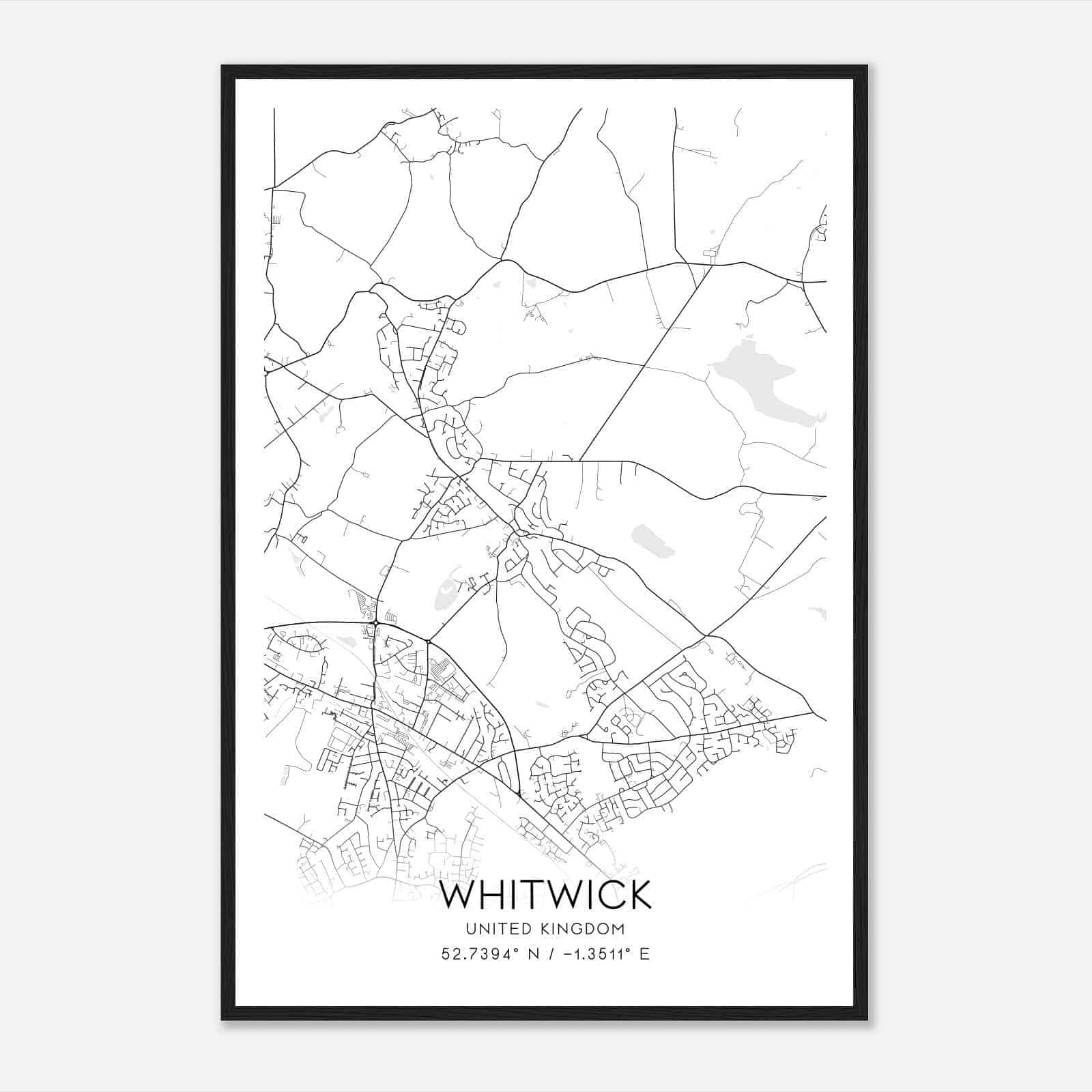 Whitwick United Kingdom Map Poster, Modern Home Decor Wall Art Print Whitwick United Kingdom Map Poster, Modern Home Decor Wall Art Print