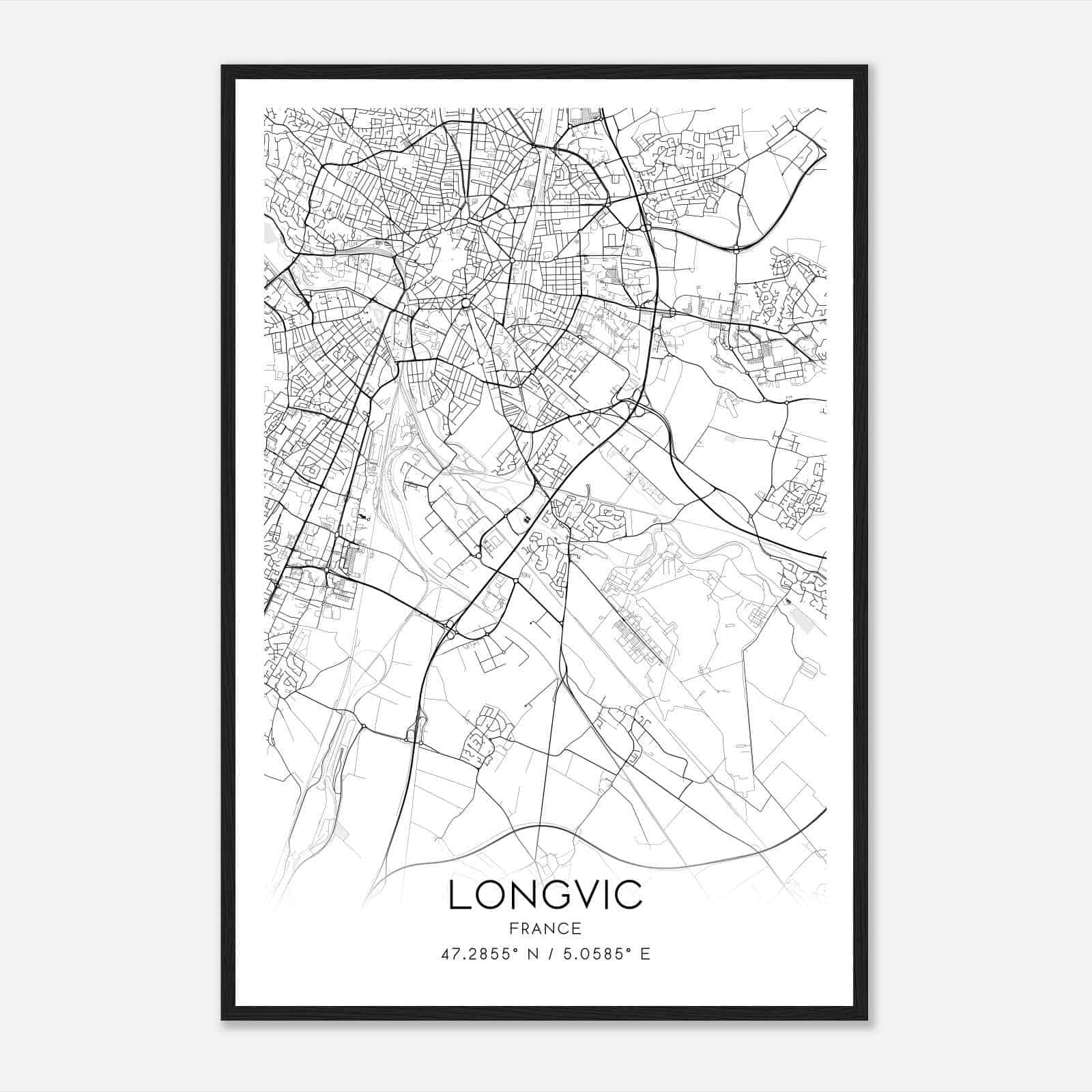 Longvic France Map Poster, Modern Home Decor Wall Art Print Longvic France Map Poster, Modern Home Decor Wall Art Print