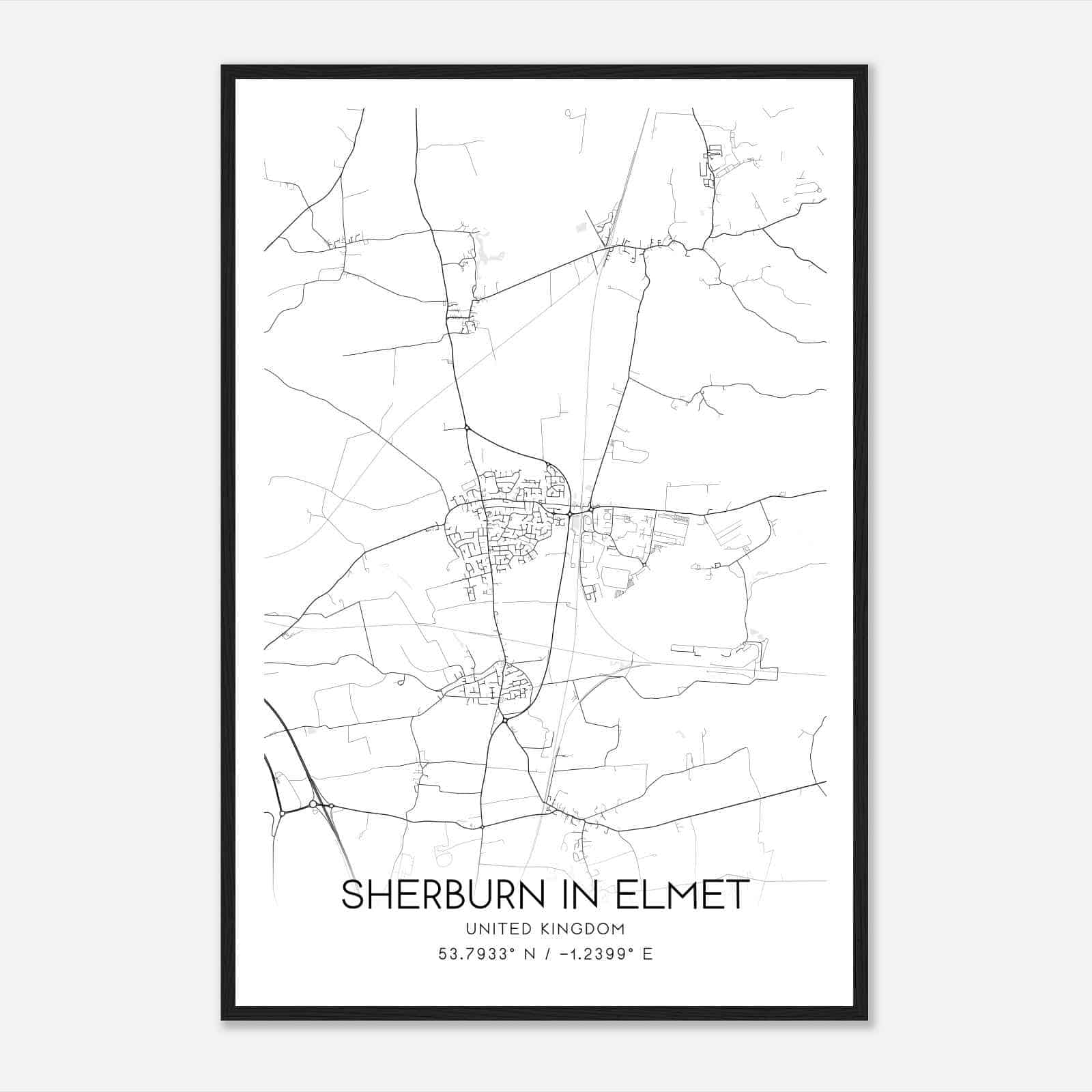 Sherburn in Elmet United Kingdom Map Poster, Modern Home Decor Wall Art Print