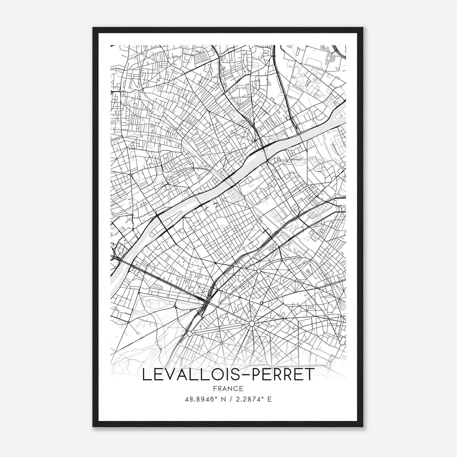 Levallois-Perret France Map Poster, Modern Home Decor Wall Art Print