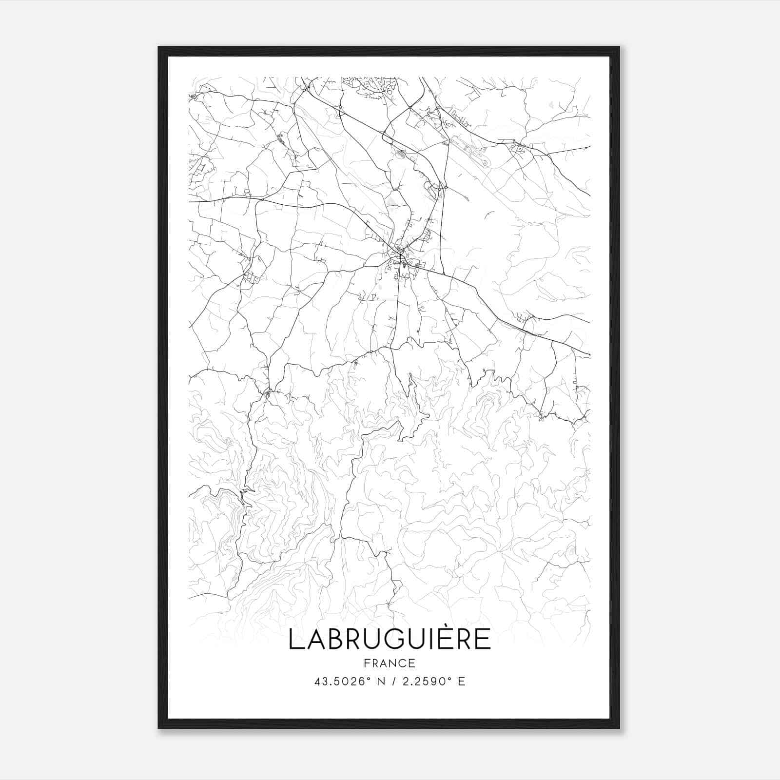 Labruguiere France Map Poster, Modern Home Decor Wall Art Print