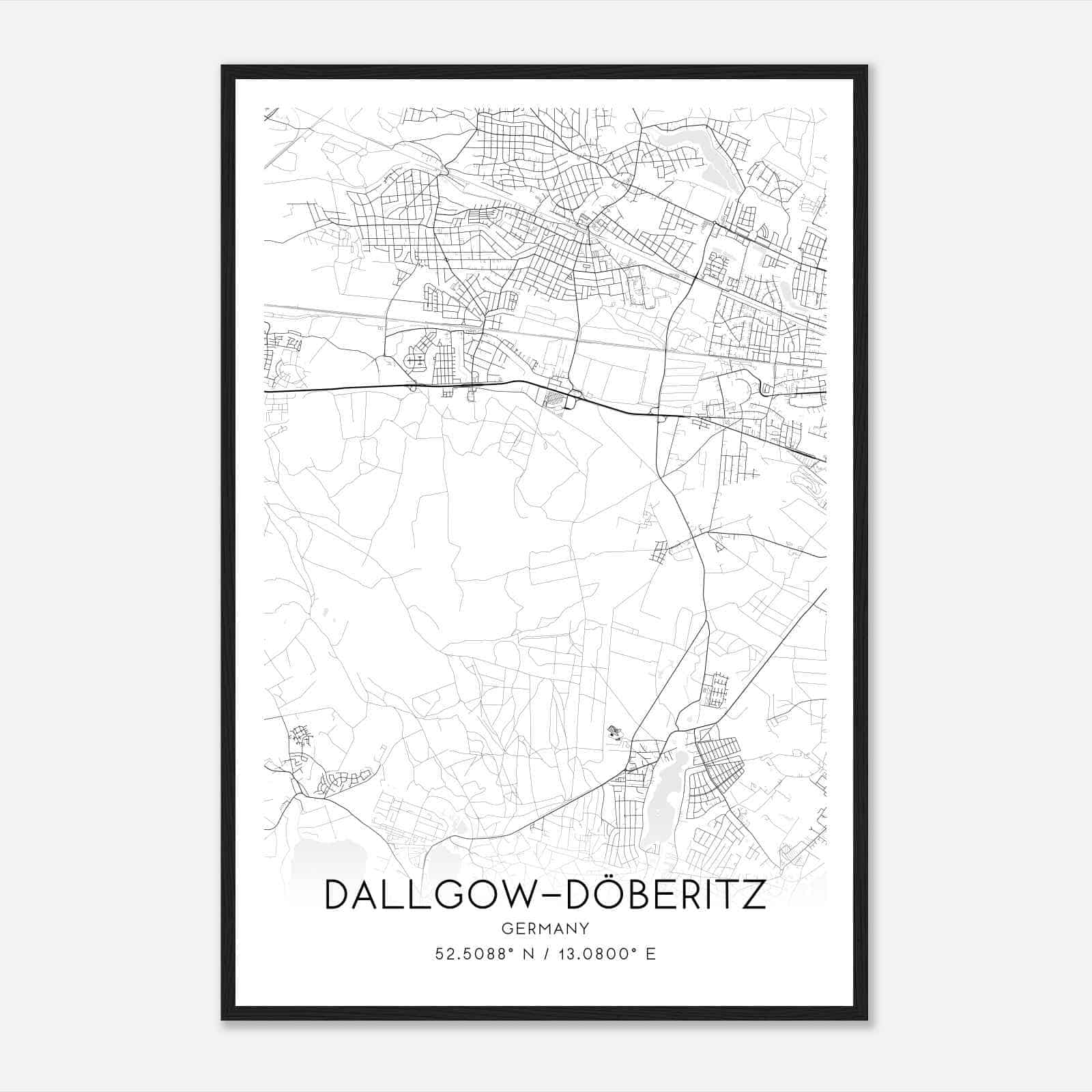 Dallgow-Doberitz Germany Map Poster, Modern Home Decor Wall Art Print