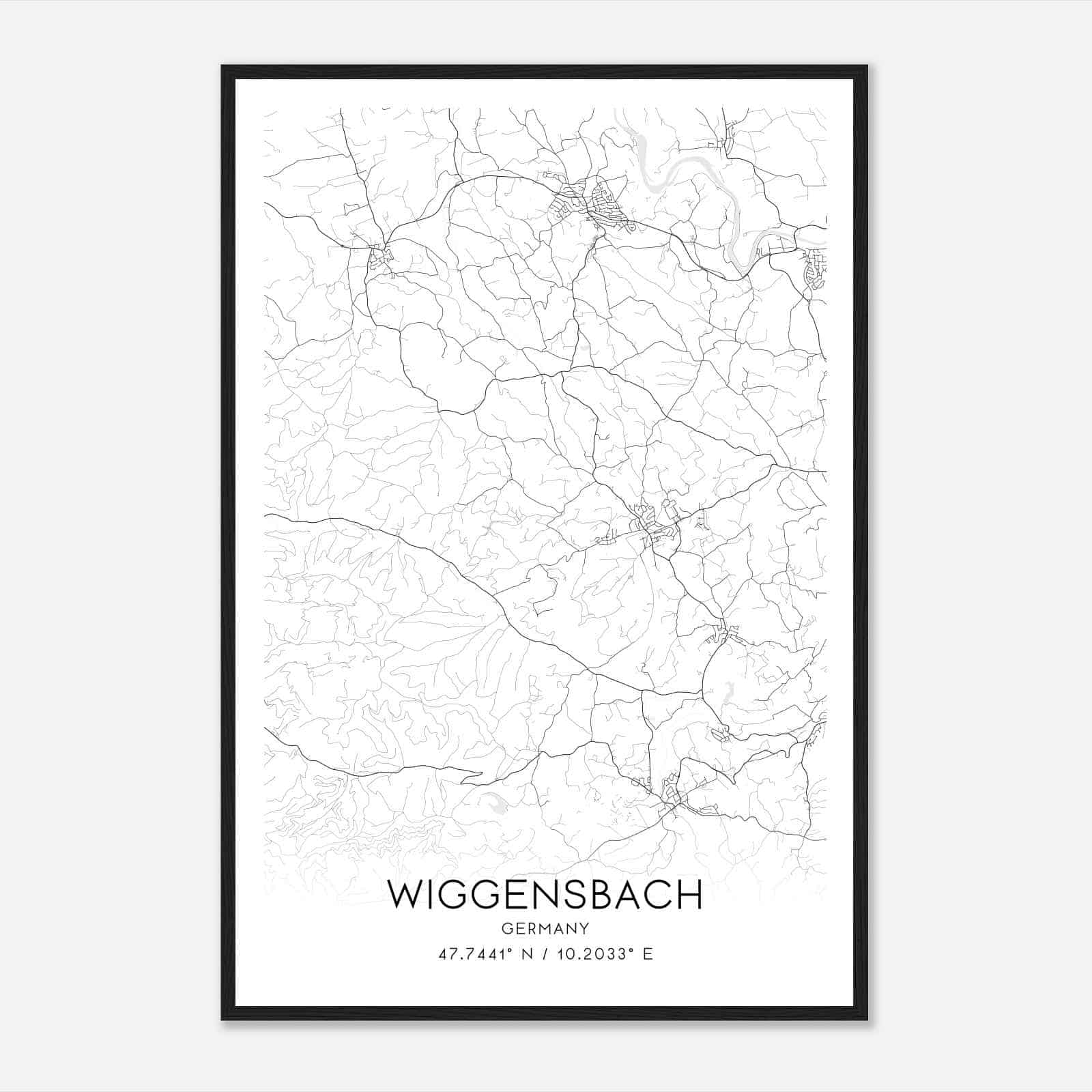 Wiggensbach Germany Map Poster, Modern Home Decor Wall Art Print