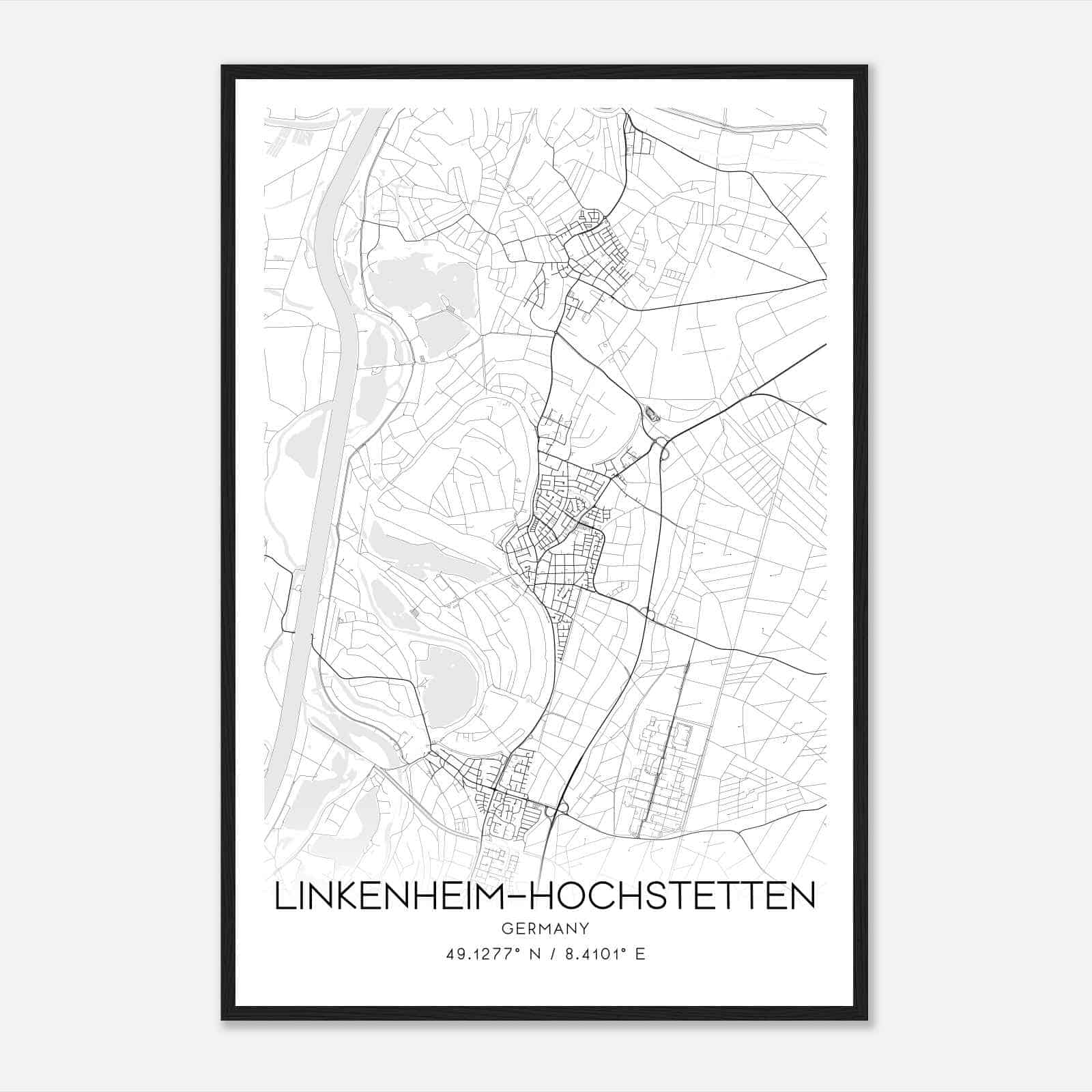 Linkenheim-Hochstetten Germany Map Poster, Modern Home Decor Wall Art Print