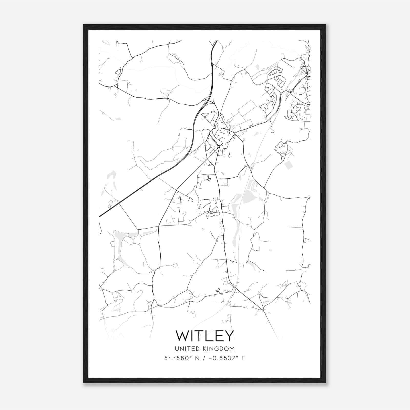 Witley United Kingdom Map Poster, Modern Home Decor Wall Art Print