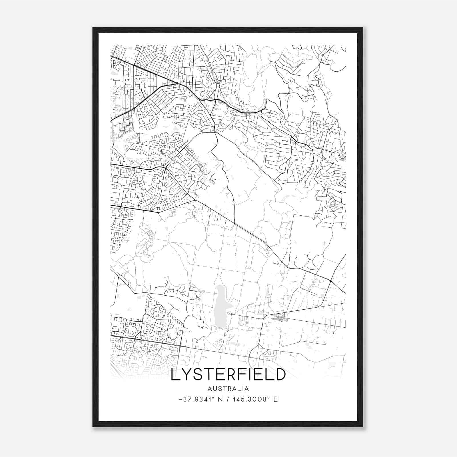 Lysterfield Australia Map Poster, Modern Home Decor Wall Art Print