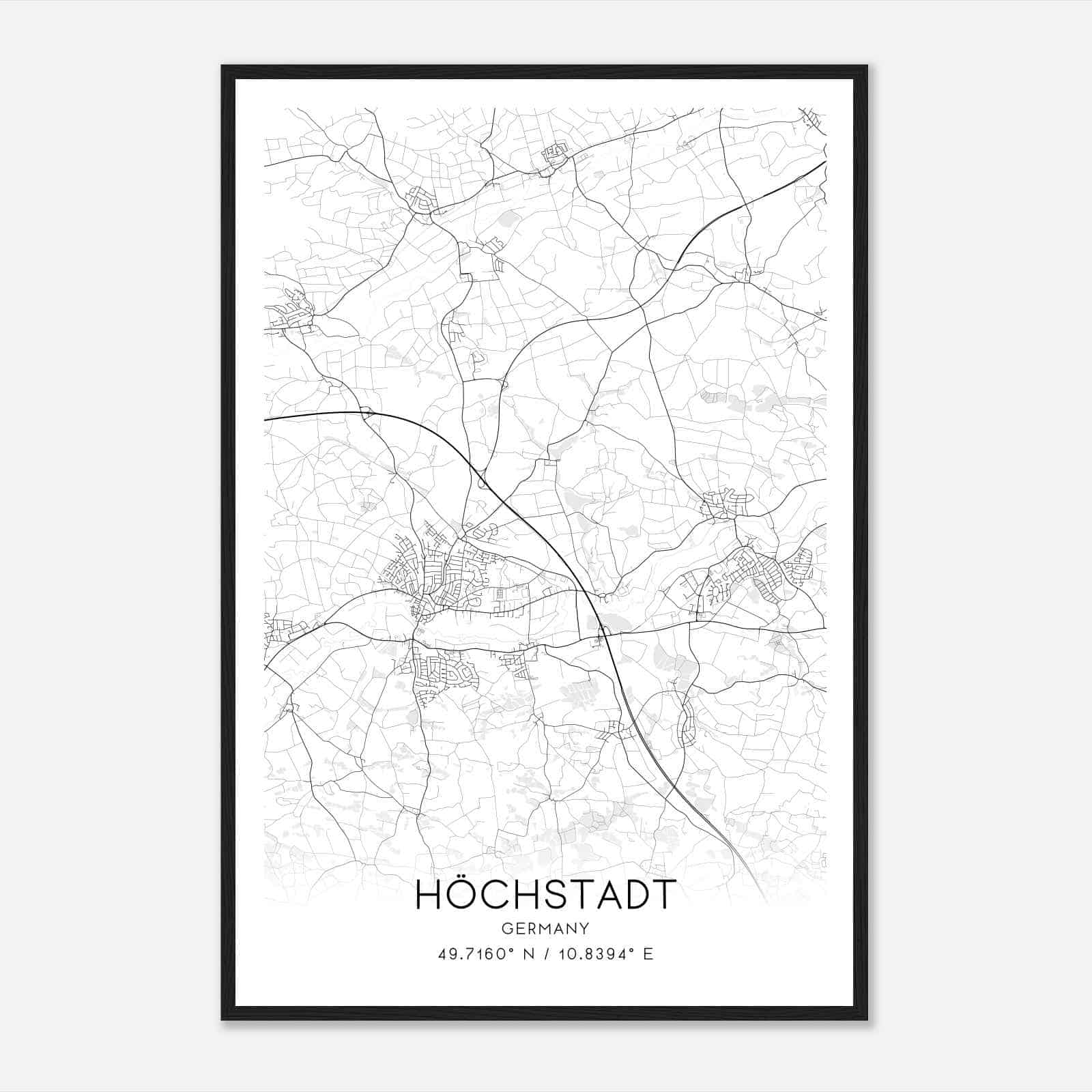 Hochstadt an der Aisch Germany Map Poster, Modern Home Decor Wall Art Print