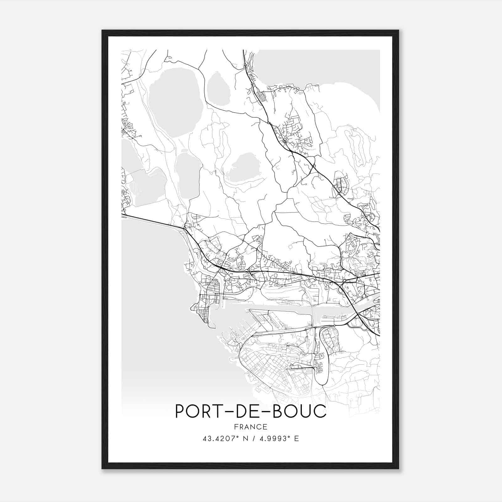 Port-de-Bouc France Map Poster, Modern Home Decor Wall Art Print