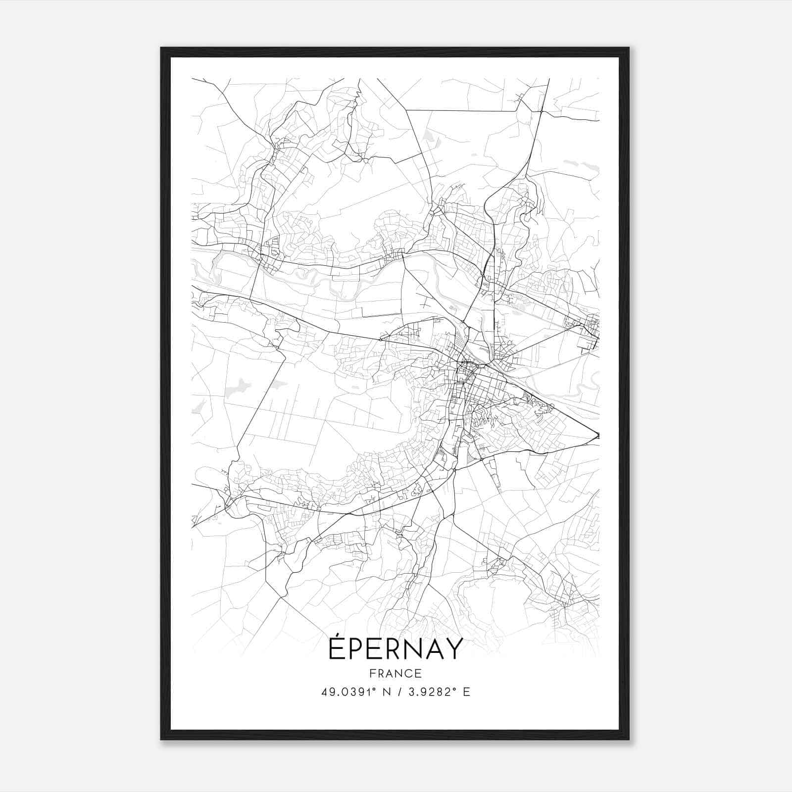 Epernay France Map Poster, Modern Home Decor Wall Art Print