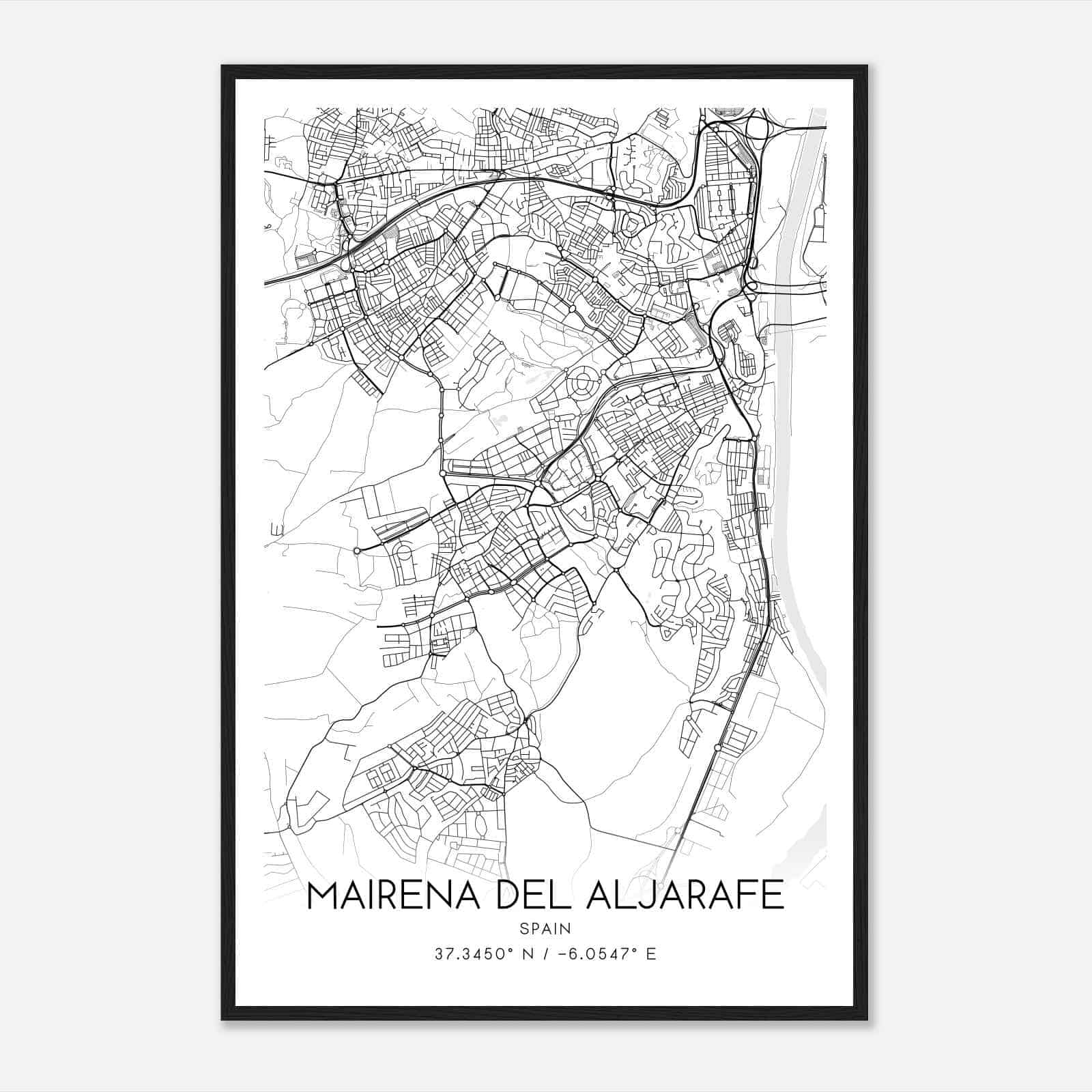 Mairena del Aljarafe Spain Map Poster, Modern Home Decor Wall Art Print