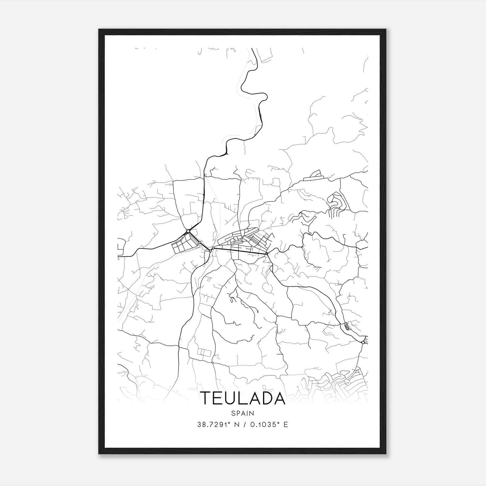Teulada Spain Map Poster, Modern Home Decor Wall Art Print