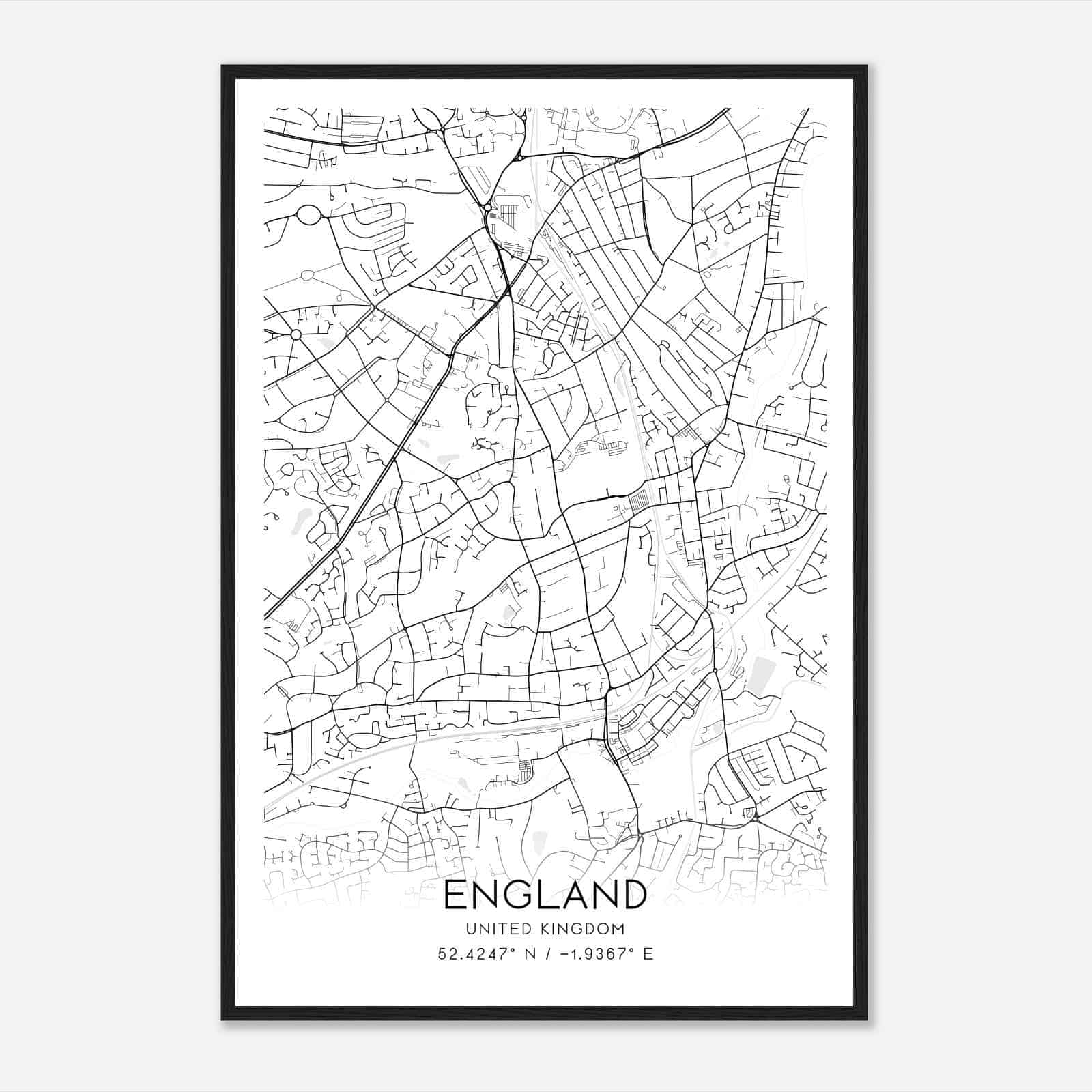 Bournville United Kingdom Map Poster, Modern Home Decor Wall Art Print