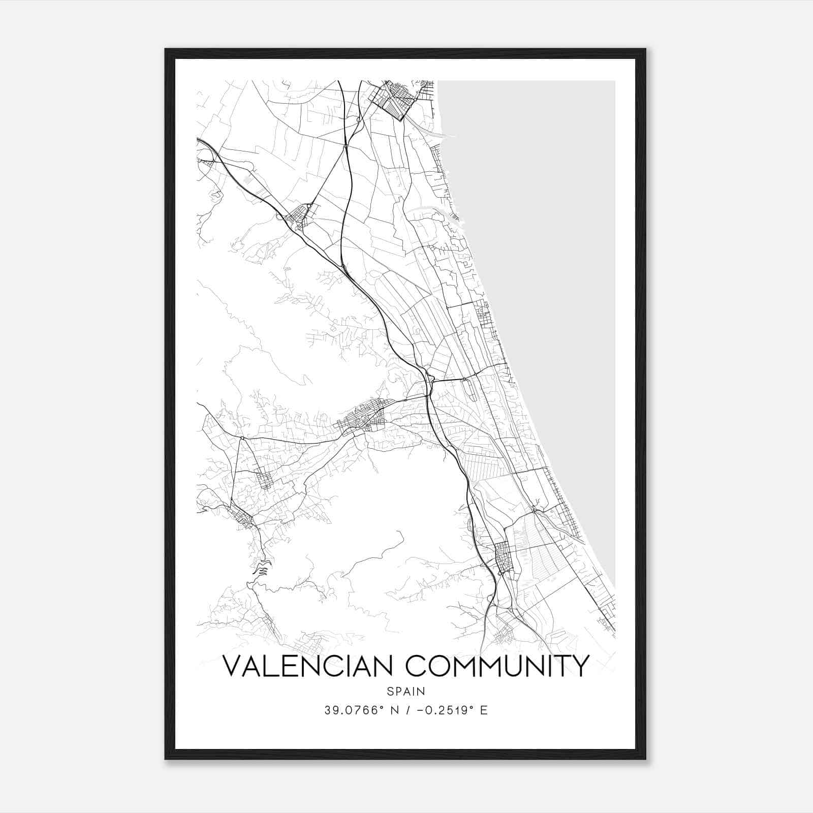 Tabernes de Valldigna Spain Map Poster, Modern Home Decor Wall Art Print