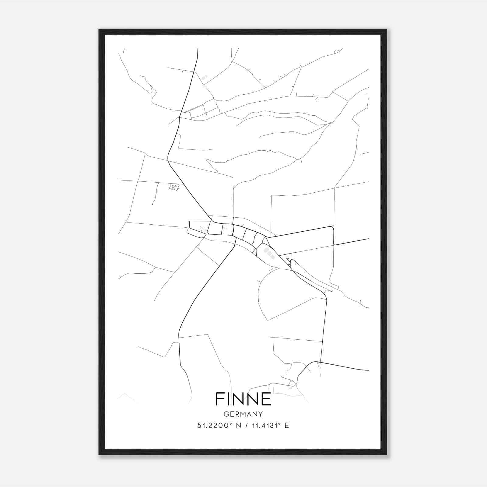 Lossa Germany Map Poster, Modern Home Decor Wall Art Print