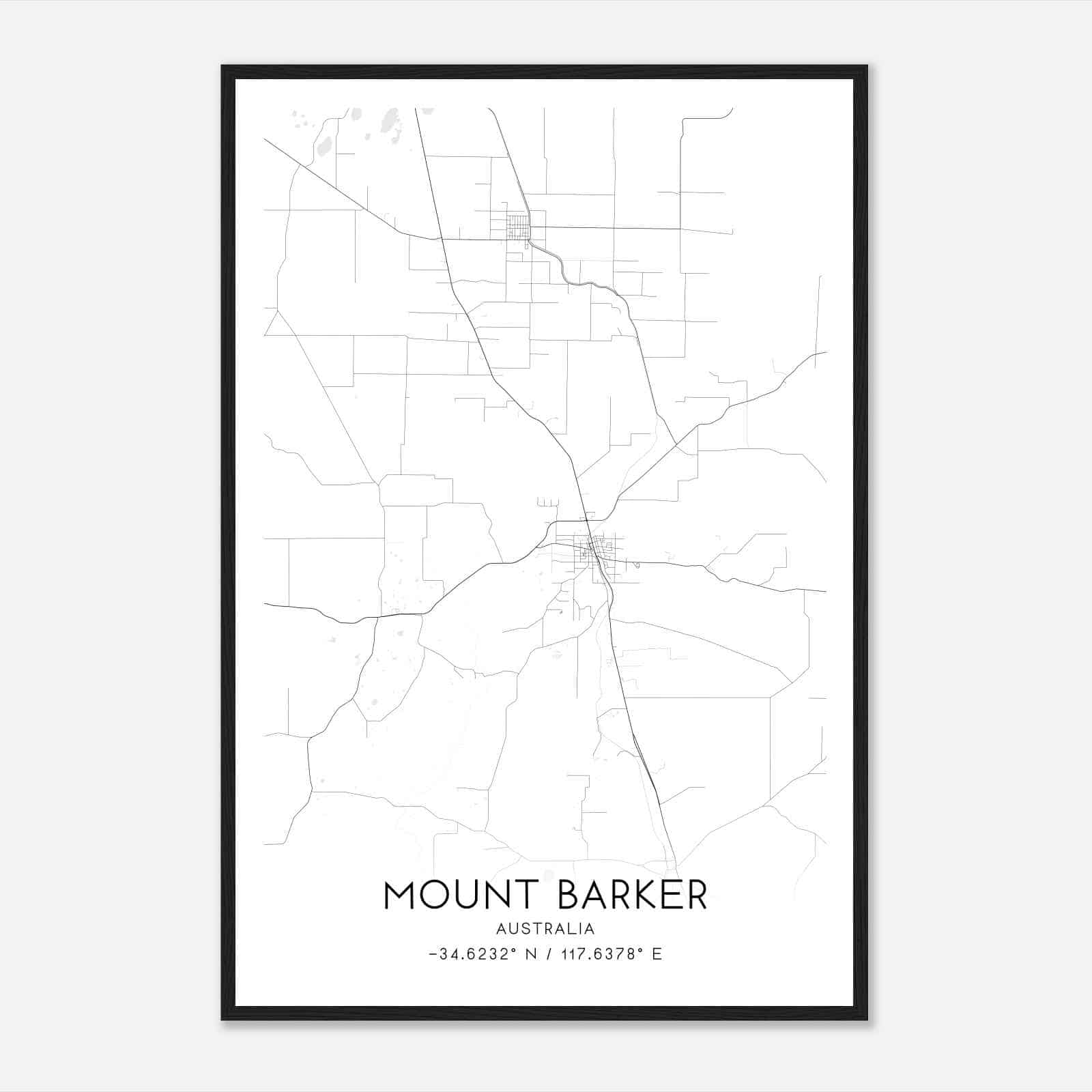 Mount Barker Australia Map Poster, Modern Home Decor Wall Art Print