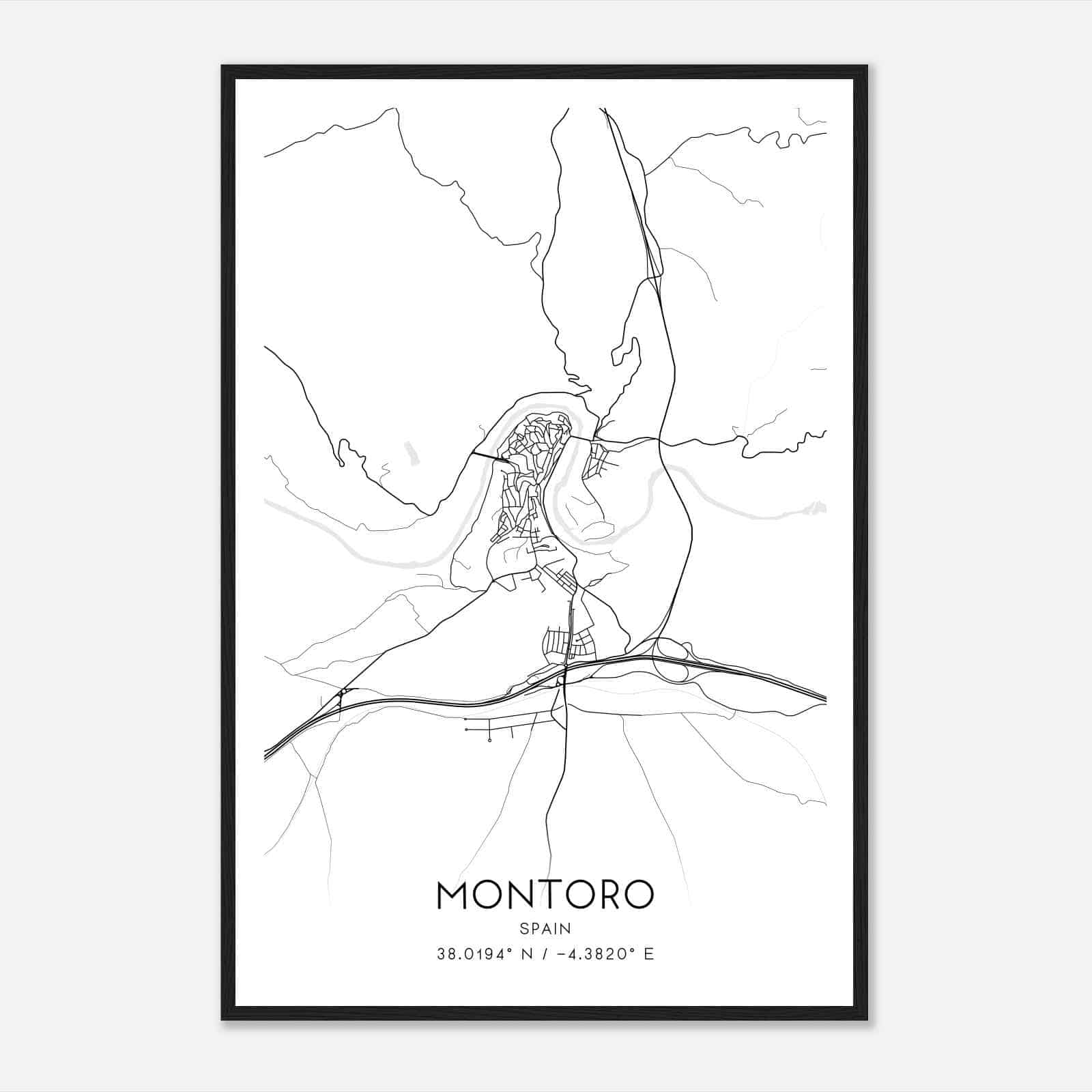 Montoro Spain Map Poster, Modern Home Decor Wall Art Print