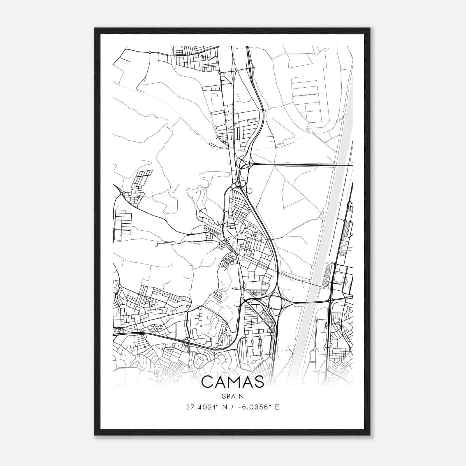 Camas Spain Map Poster, Modern Home Decor Wall Art Print