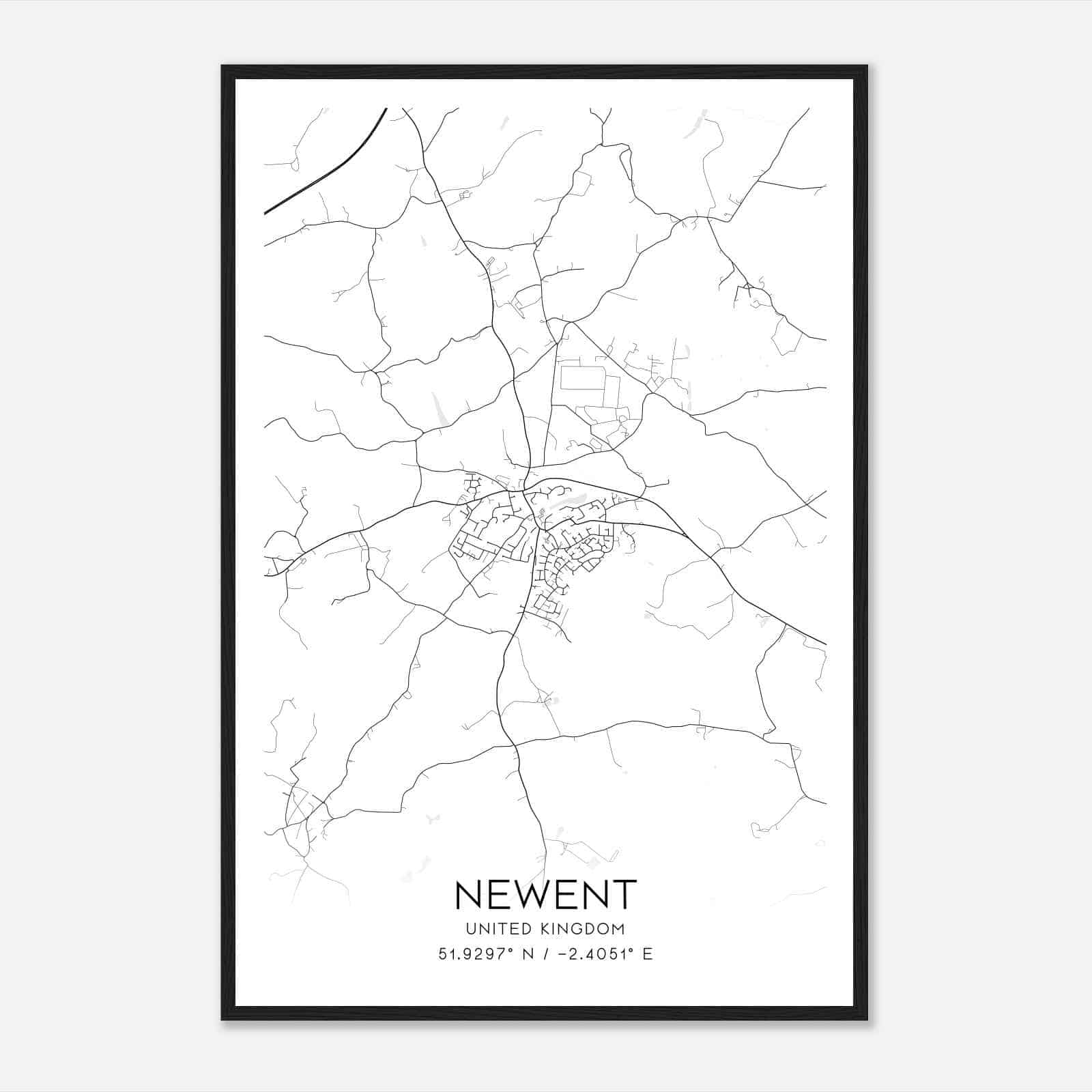 Newent United Kingdom Map Poster, Modern Home Decor Wall Art Print