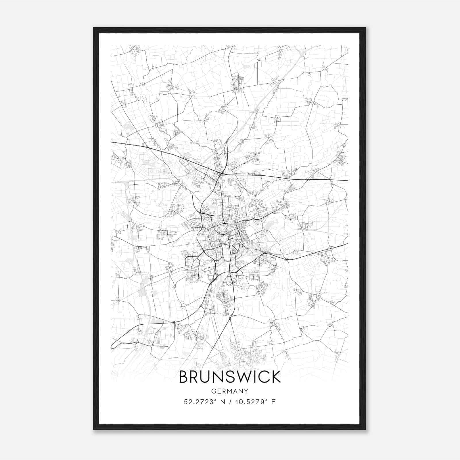 Braunschweig Germany Map Poster, Modern Home Decor Wall Art Print