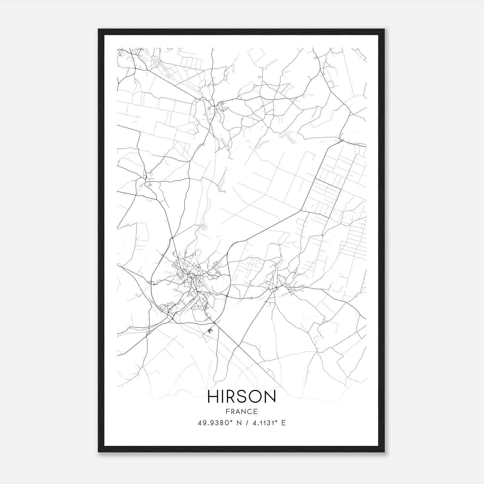 Hirson France Map Poster, Modern Home Decor Wall Art Print