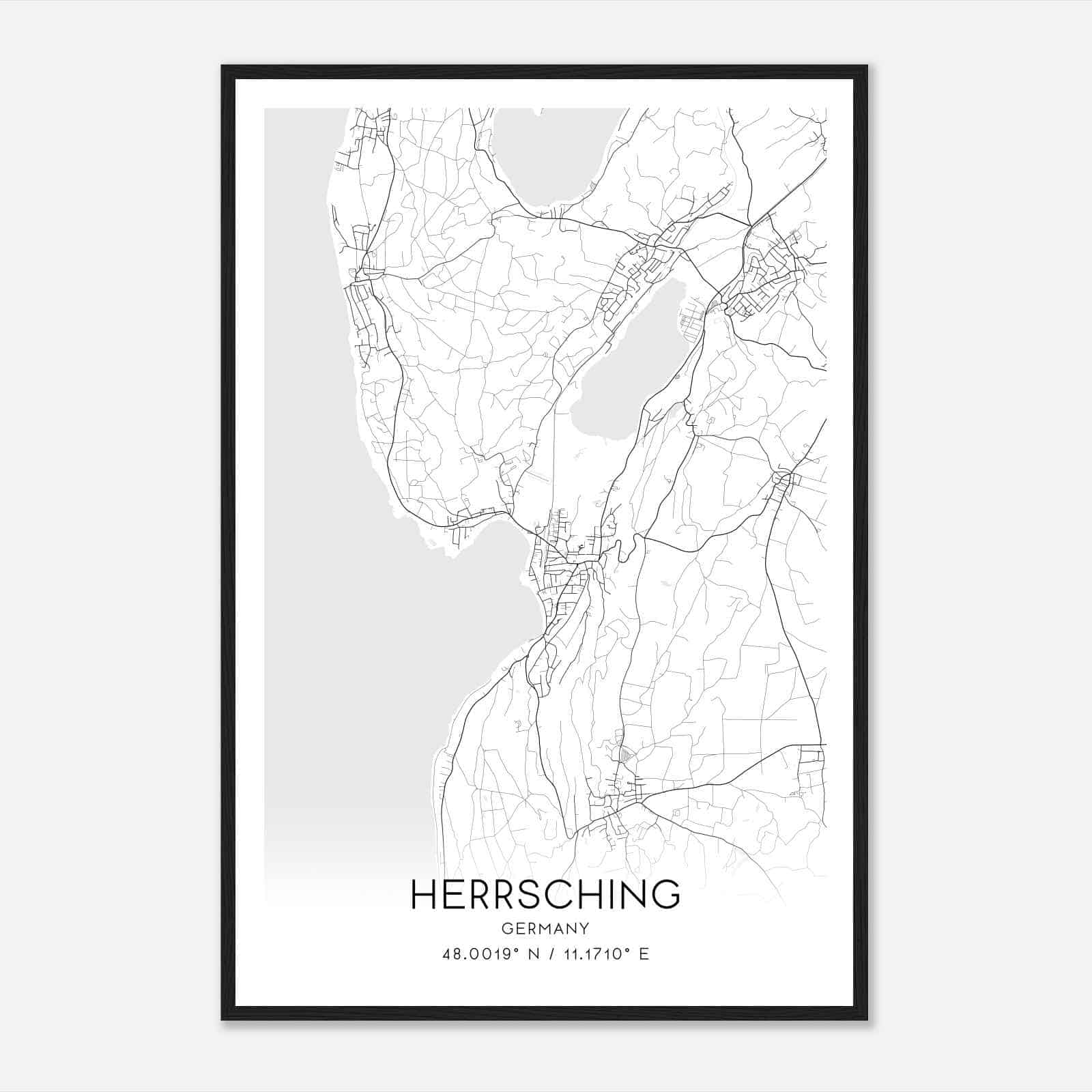 Herrsching am Ammersee Germany Map Poster, Modern Home Decor Wall Art Print
