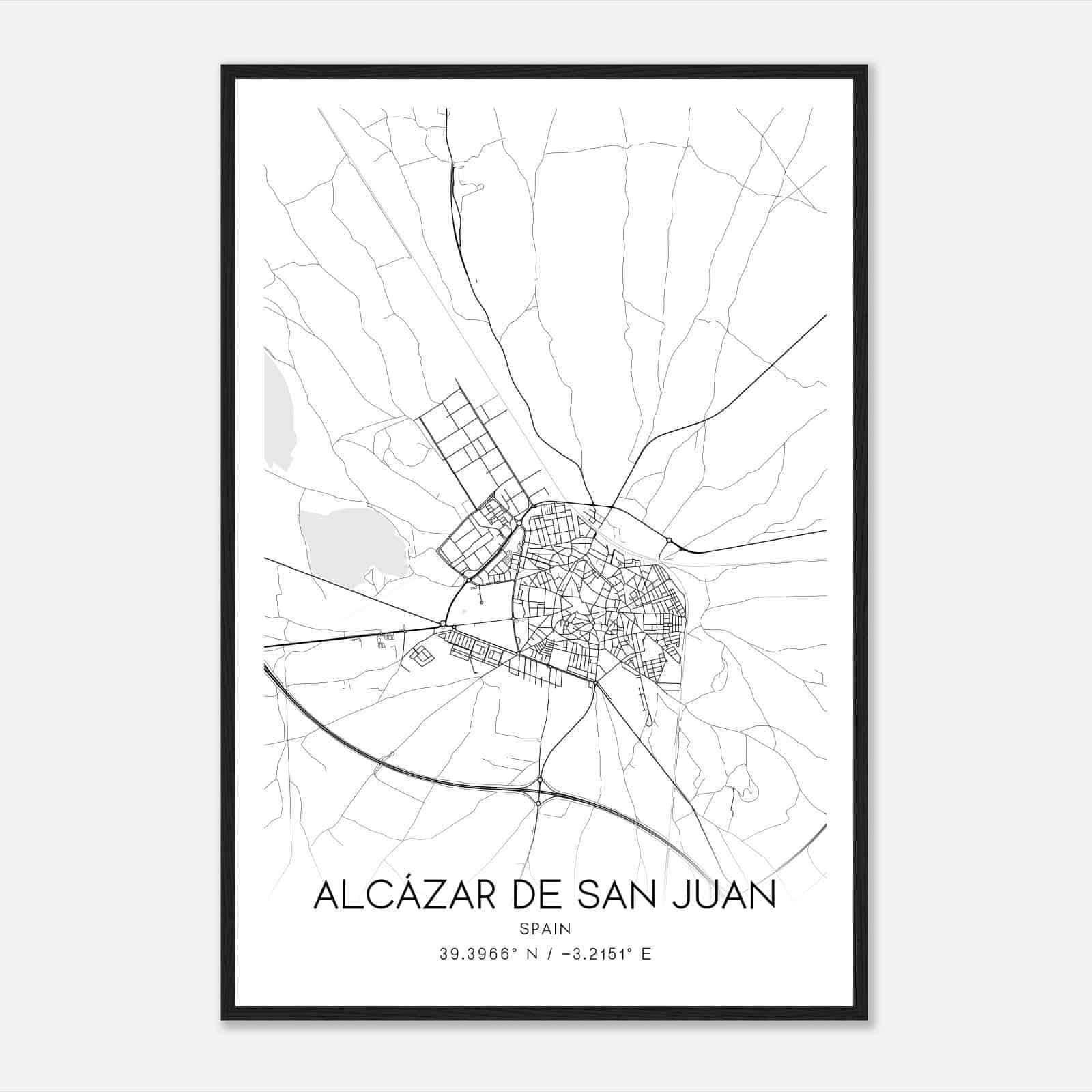 Alcazar de San Juan Spain Map Poster, Modern Home Decor Wall Art Print