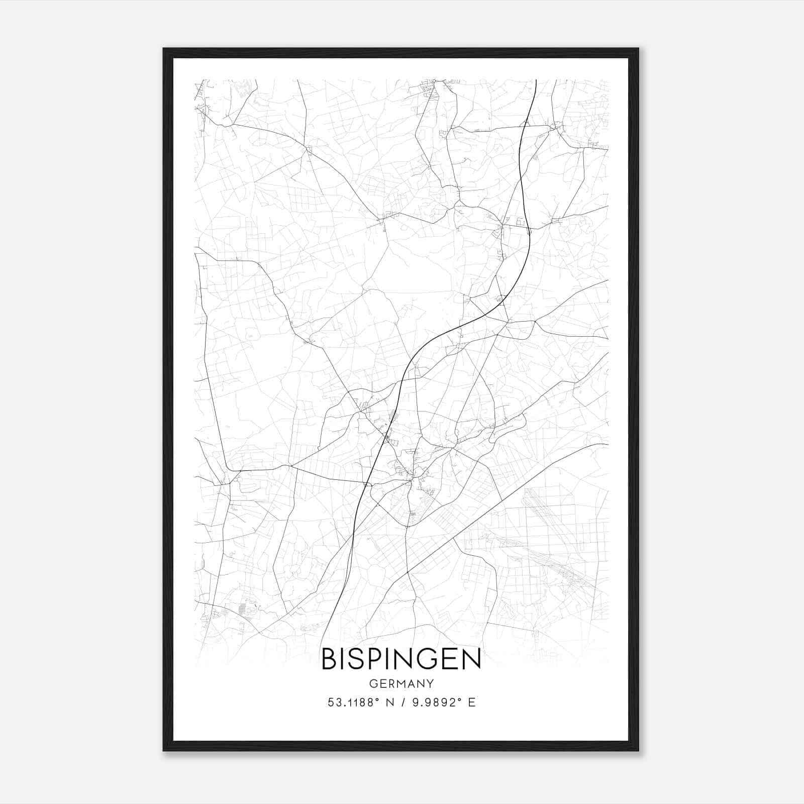 Bispingen Germany Map Poster, Modern Home Decor Wall Art Print