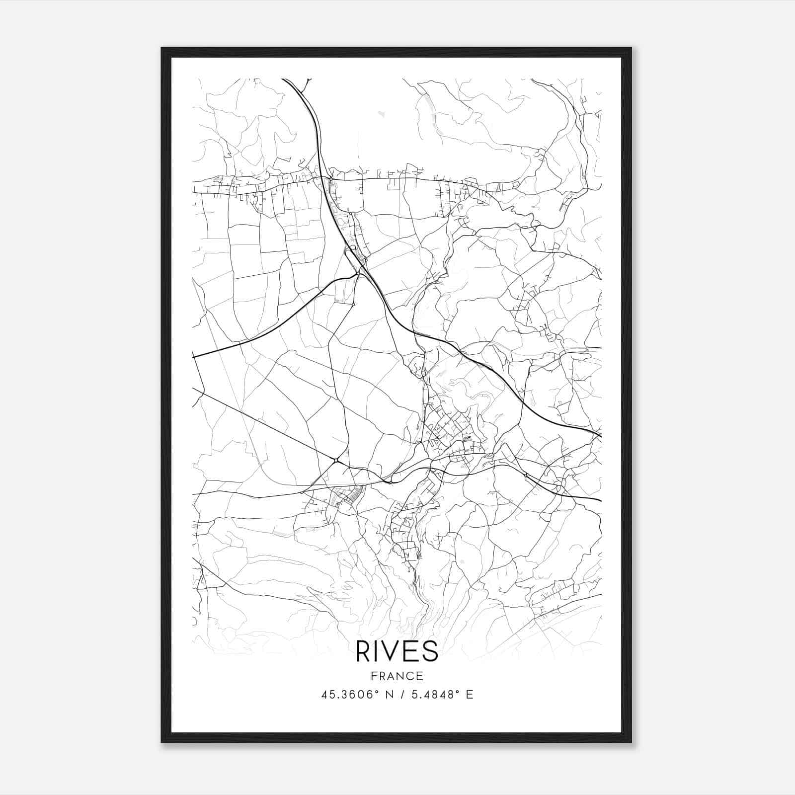 Rives France Map Poster, Modern Home Decor Wall Art Print