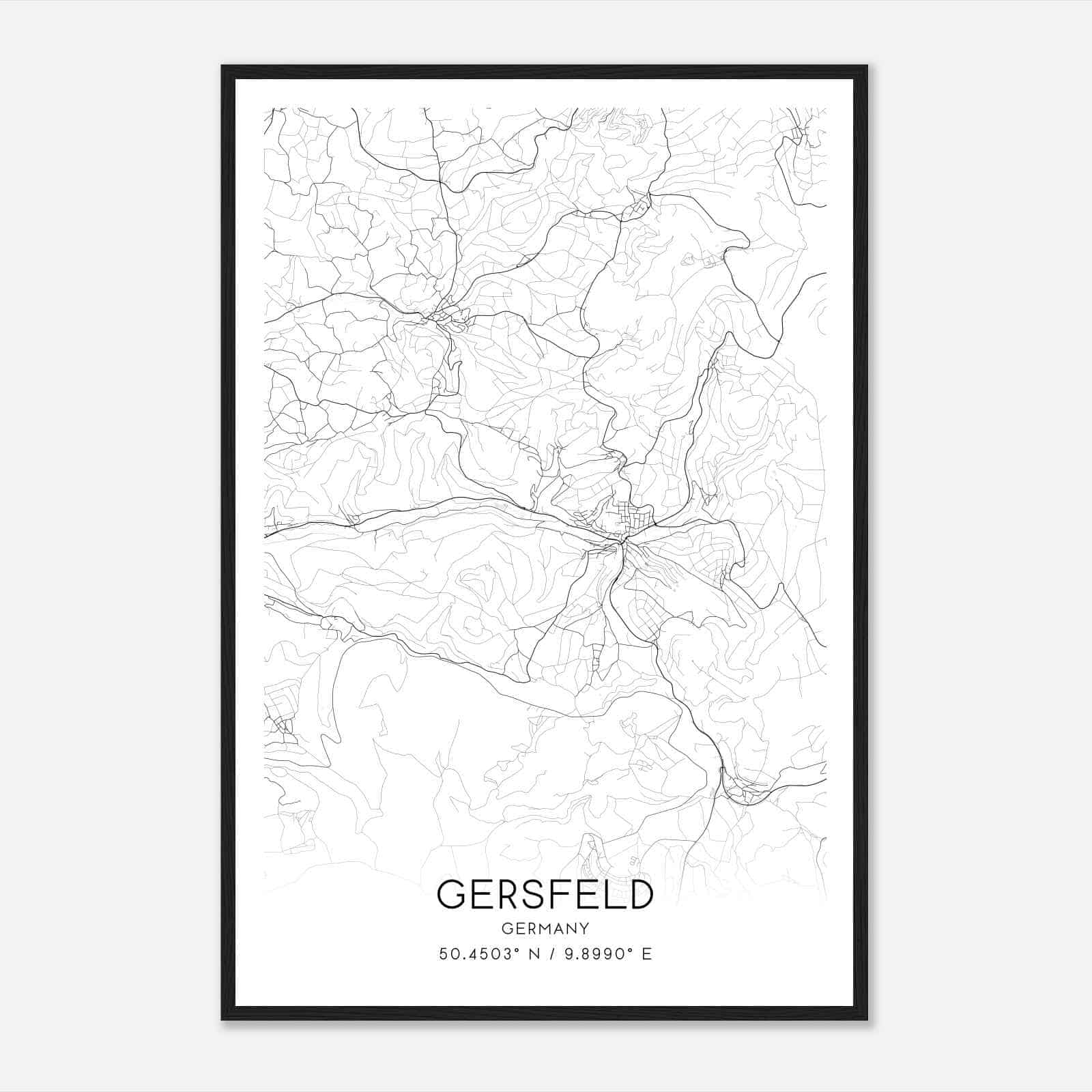 Gersfeld Germany Map Poster, Modern Home Decor Wall Art Print