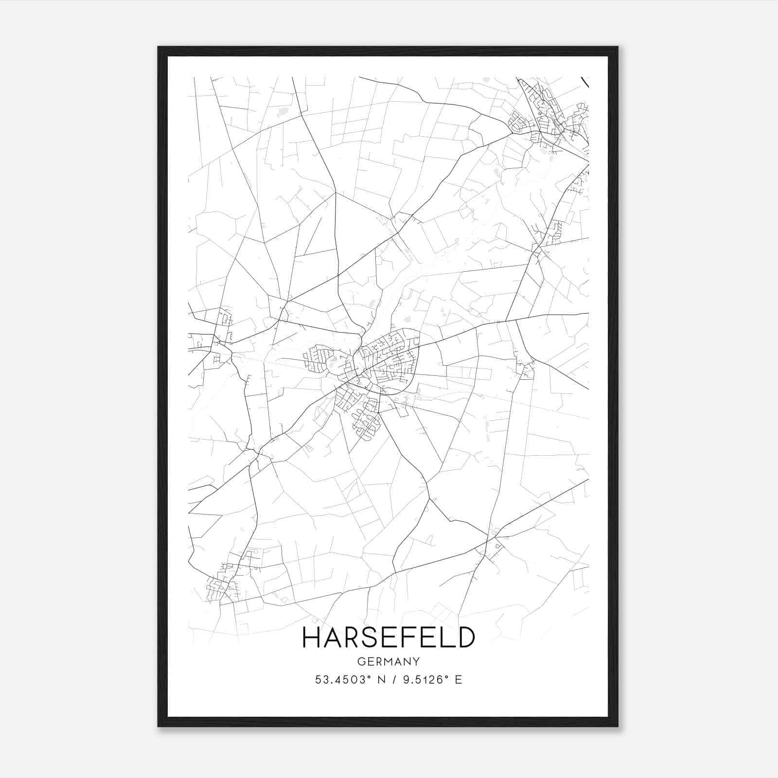Harsefeld Germany Map Poster, Modern Home Decor Wall Art Print