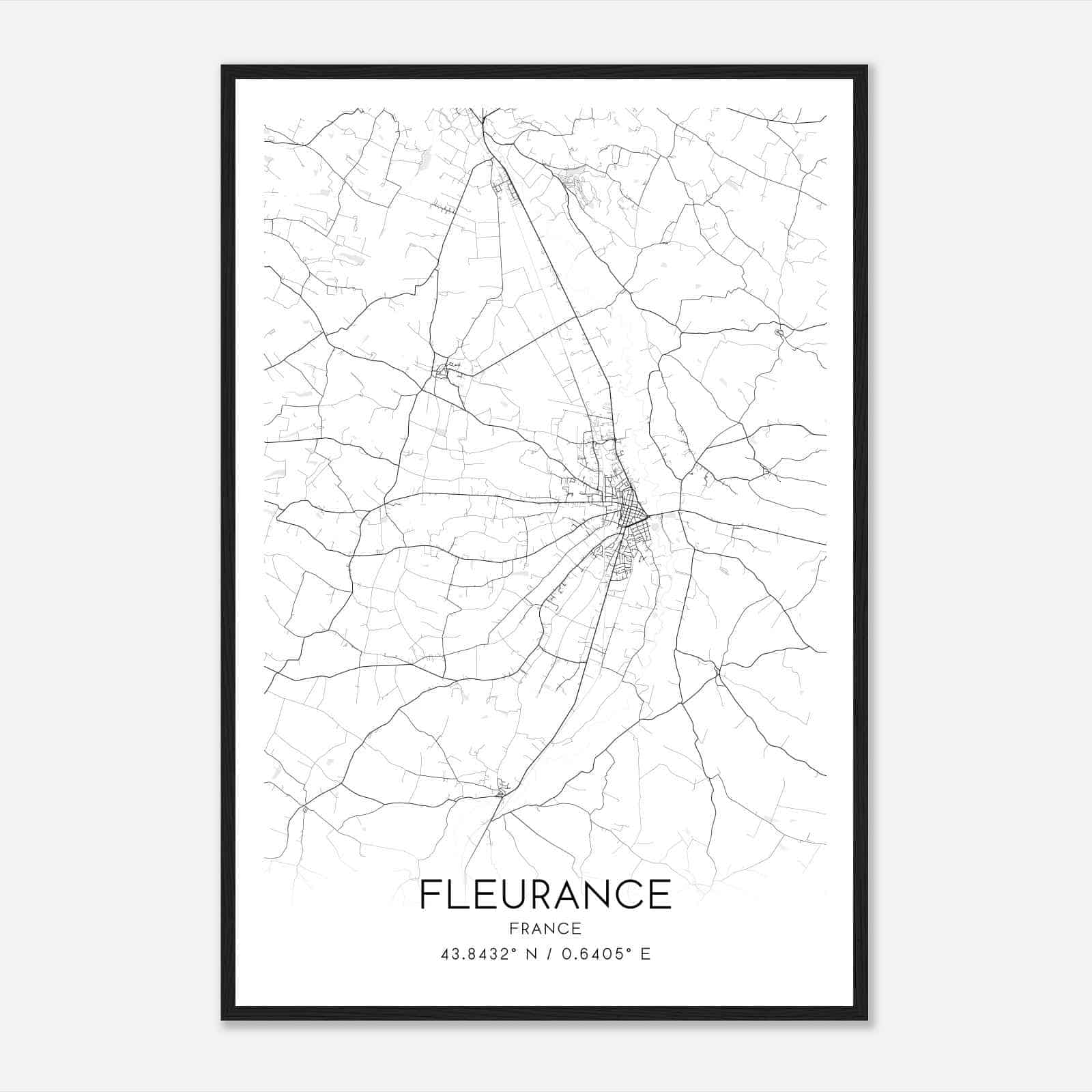 Fleurance France Map Poster, Modern Home Decor Wall Art Print