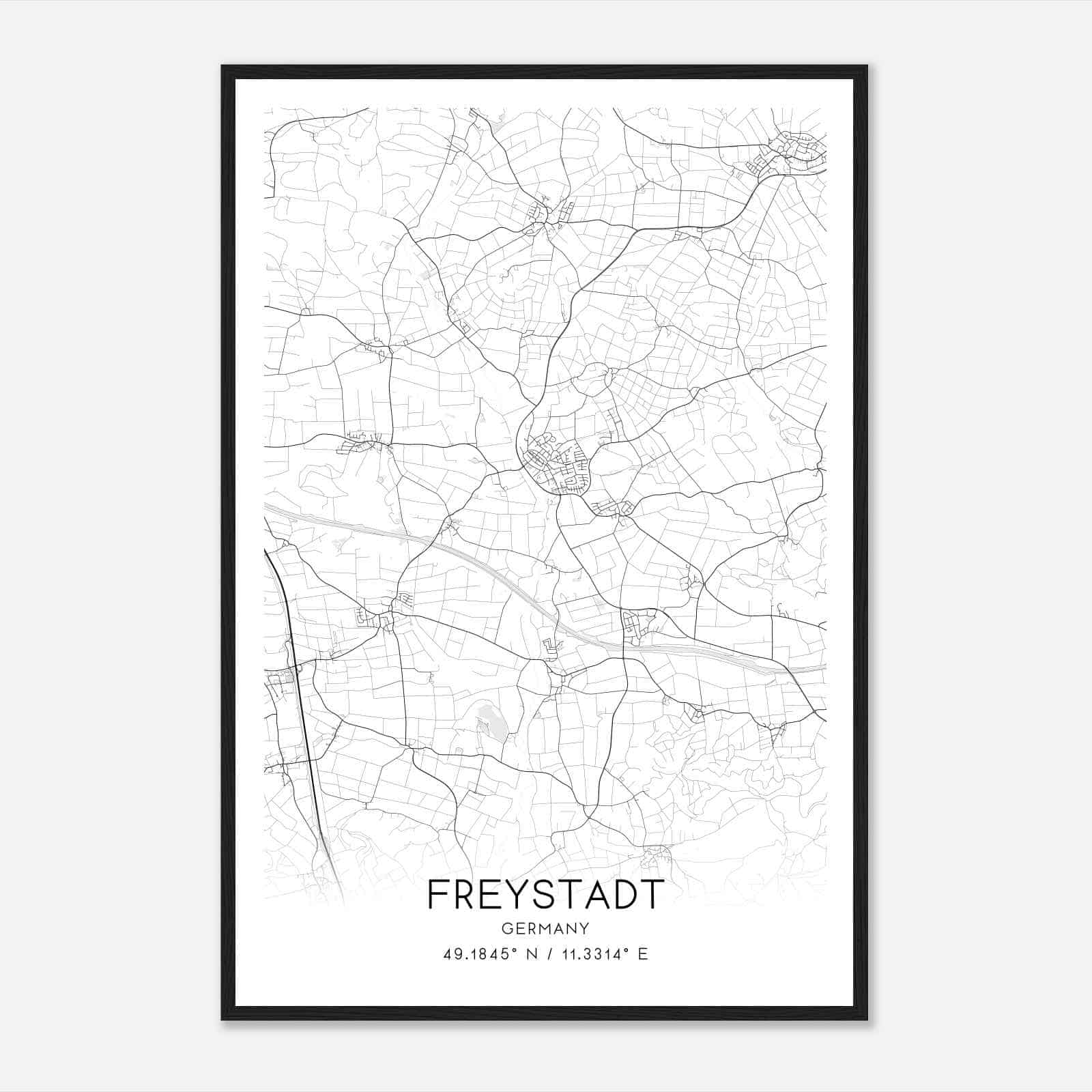 Freystadt Germany Map Poster, Modern Home Decor Wall Art Print