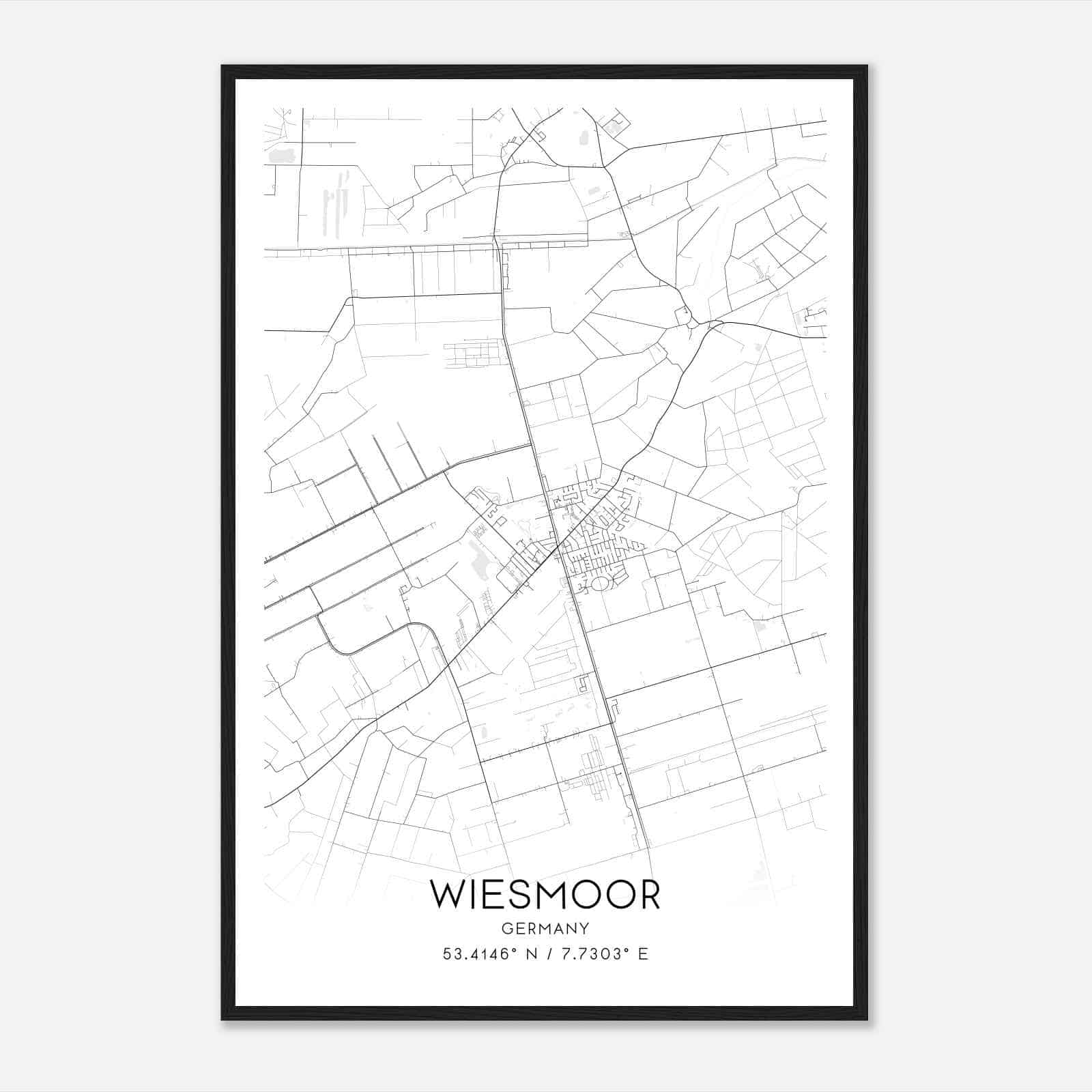 Wiesmoor Germany Map Poster, Modern Home Decor Wall Art Print