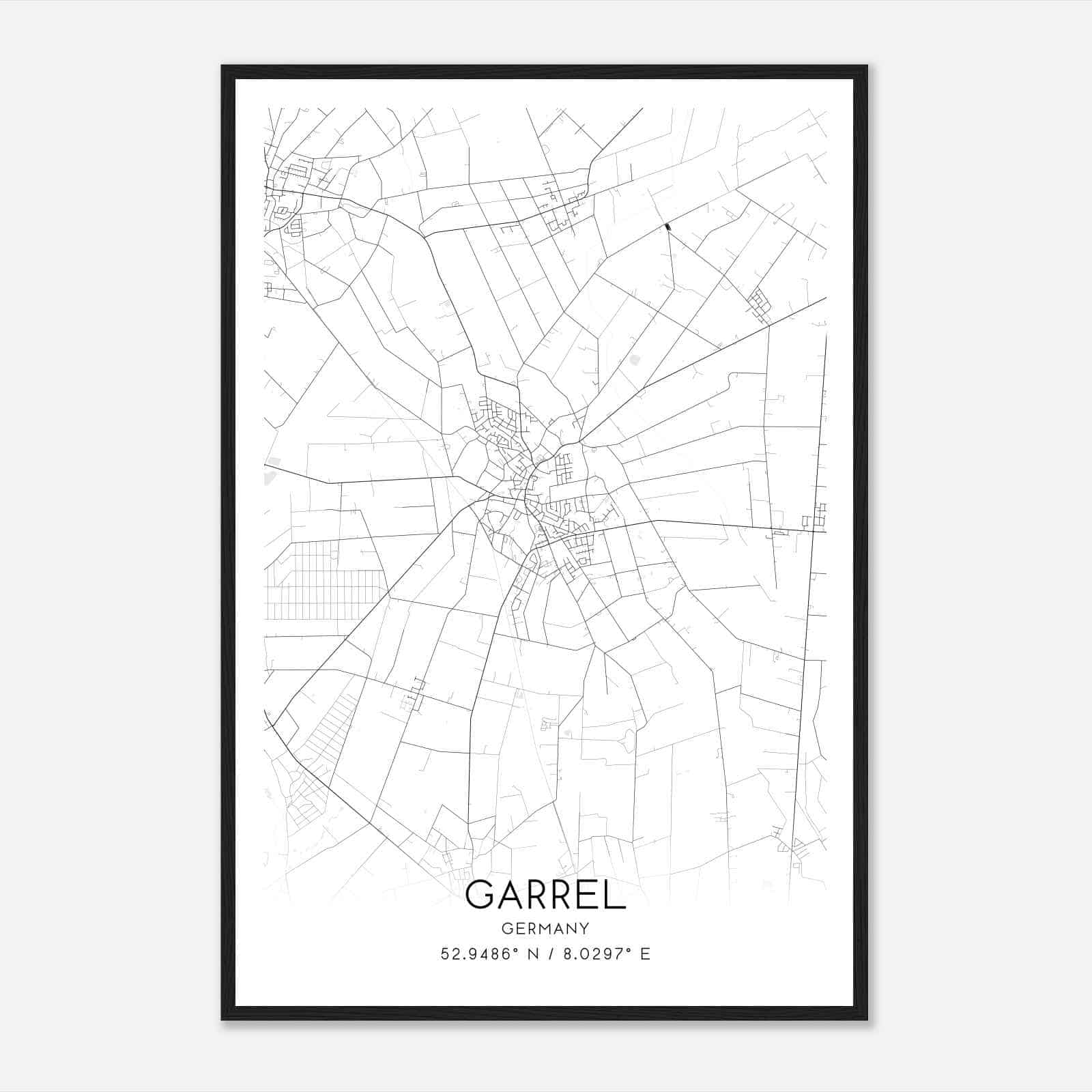 Garrel Germany Map Poster, Modern Home Decor Wall Art Print