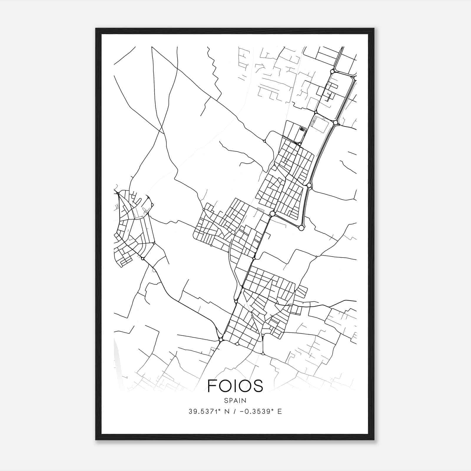 Foyos Spain Map Poster, Modern Home Decor Wall Art Print