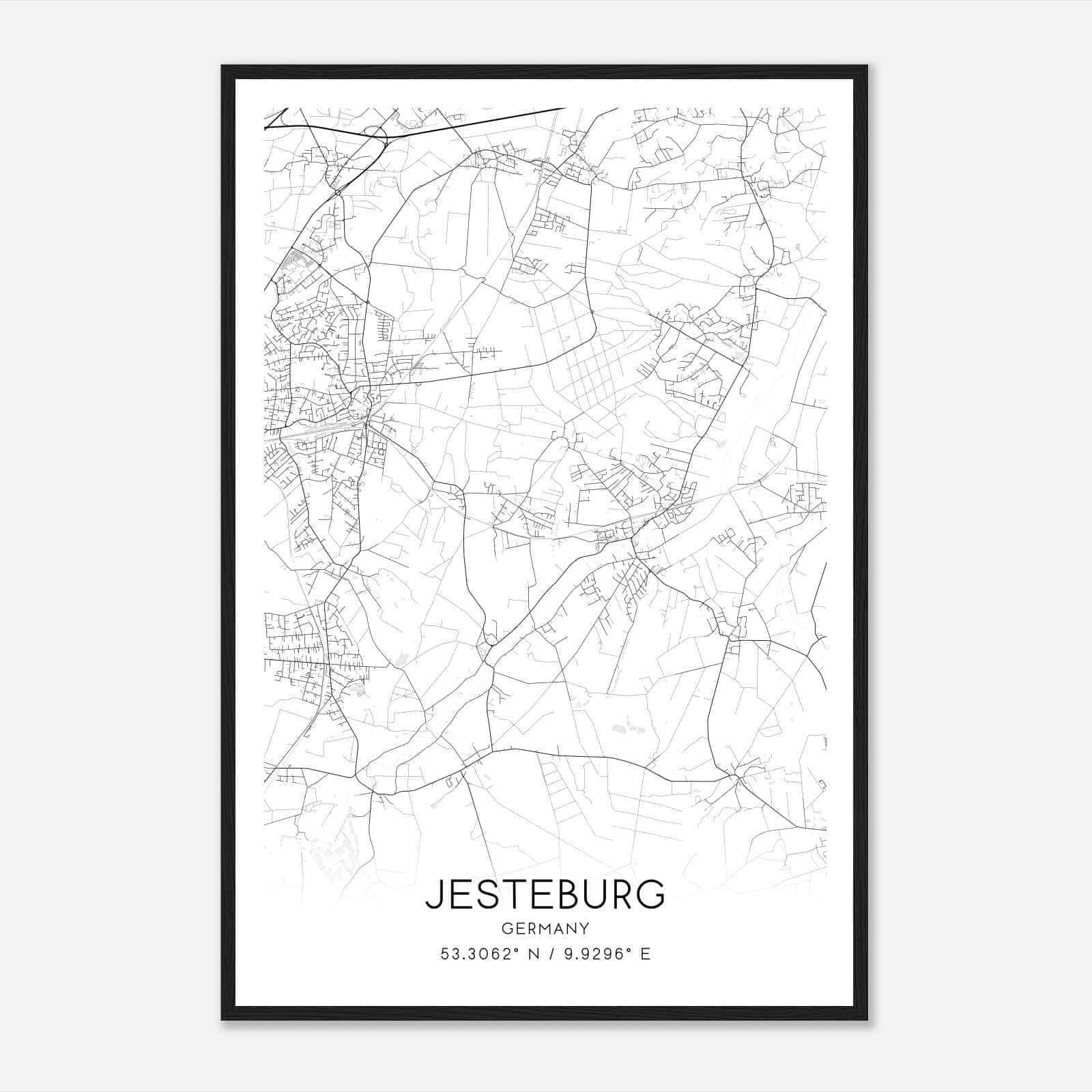 Jesteburg Germany Map Poster, Modern Home Decor Wall Art Print
