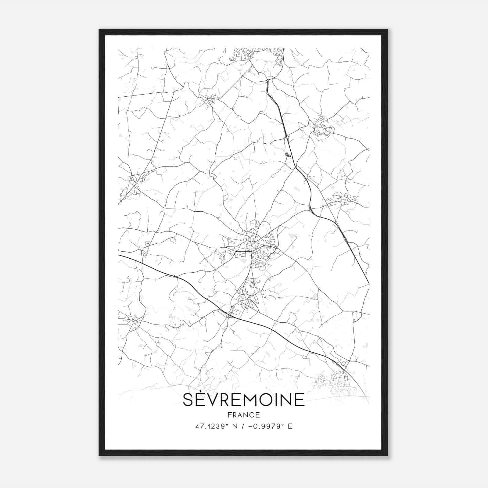 Saint-Macaire-en-Mauges France Map Poster, Modern Home Decor Wall Art Print