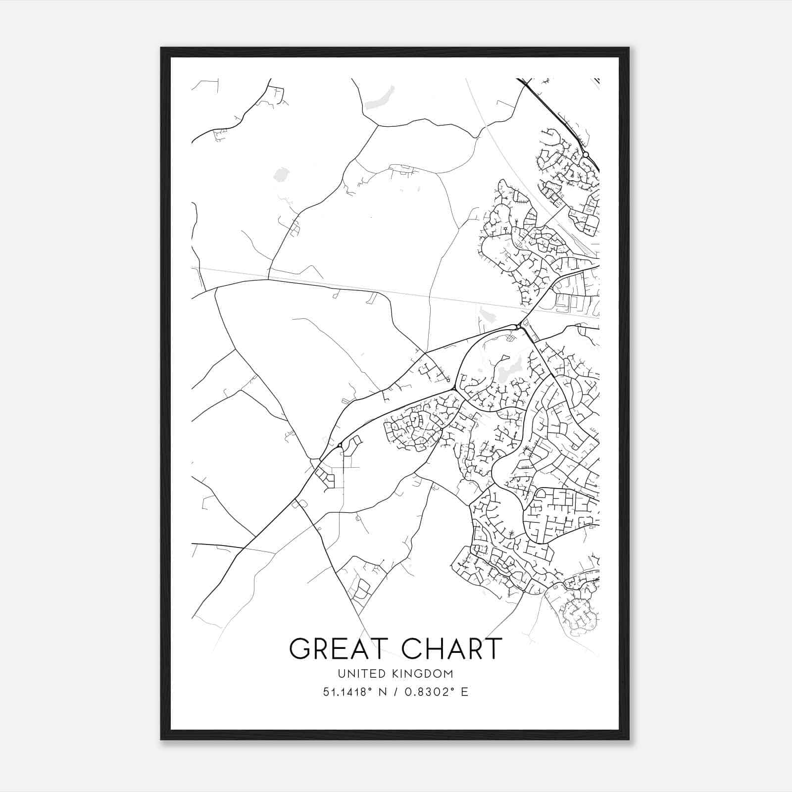 Great Chart United Kingdom Map Poster, Modern Home Decor Wall Art Print