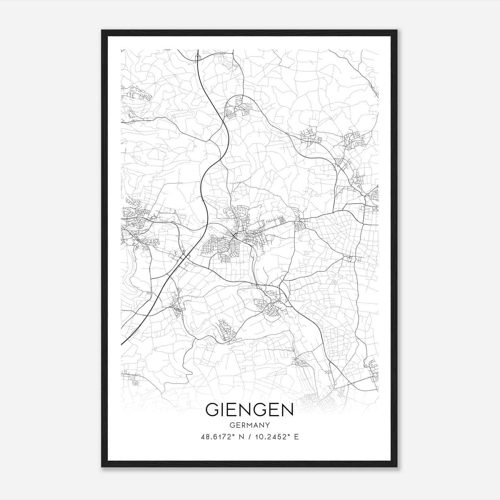 Giengen an der Brenz Germany Map Poster, Modern Home Decor Wall Art Print