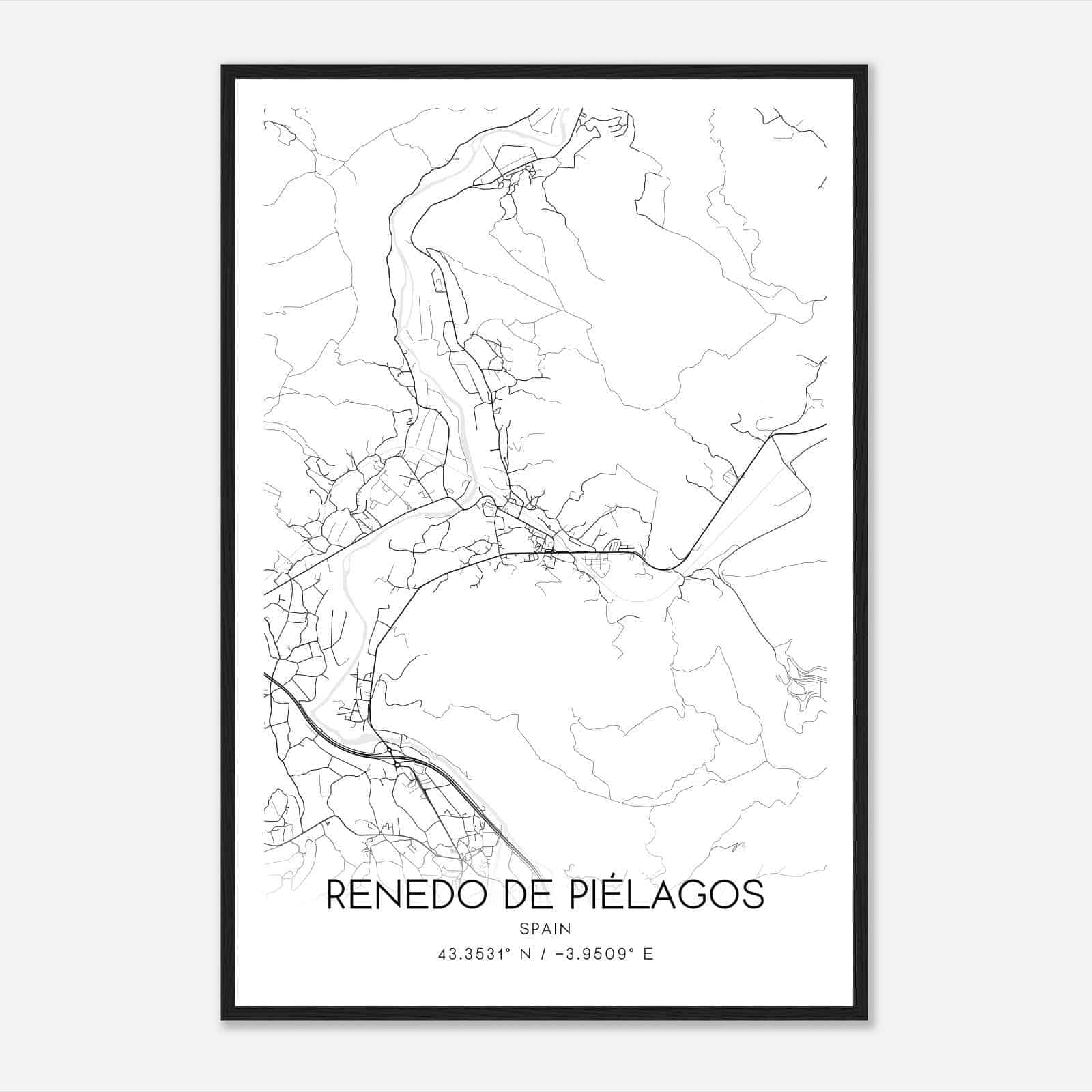 Renedo Spain Map Poster, Modern Home Decor Wall Art Print