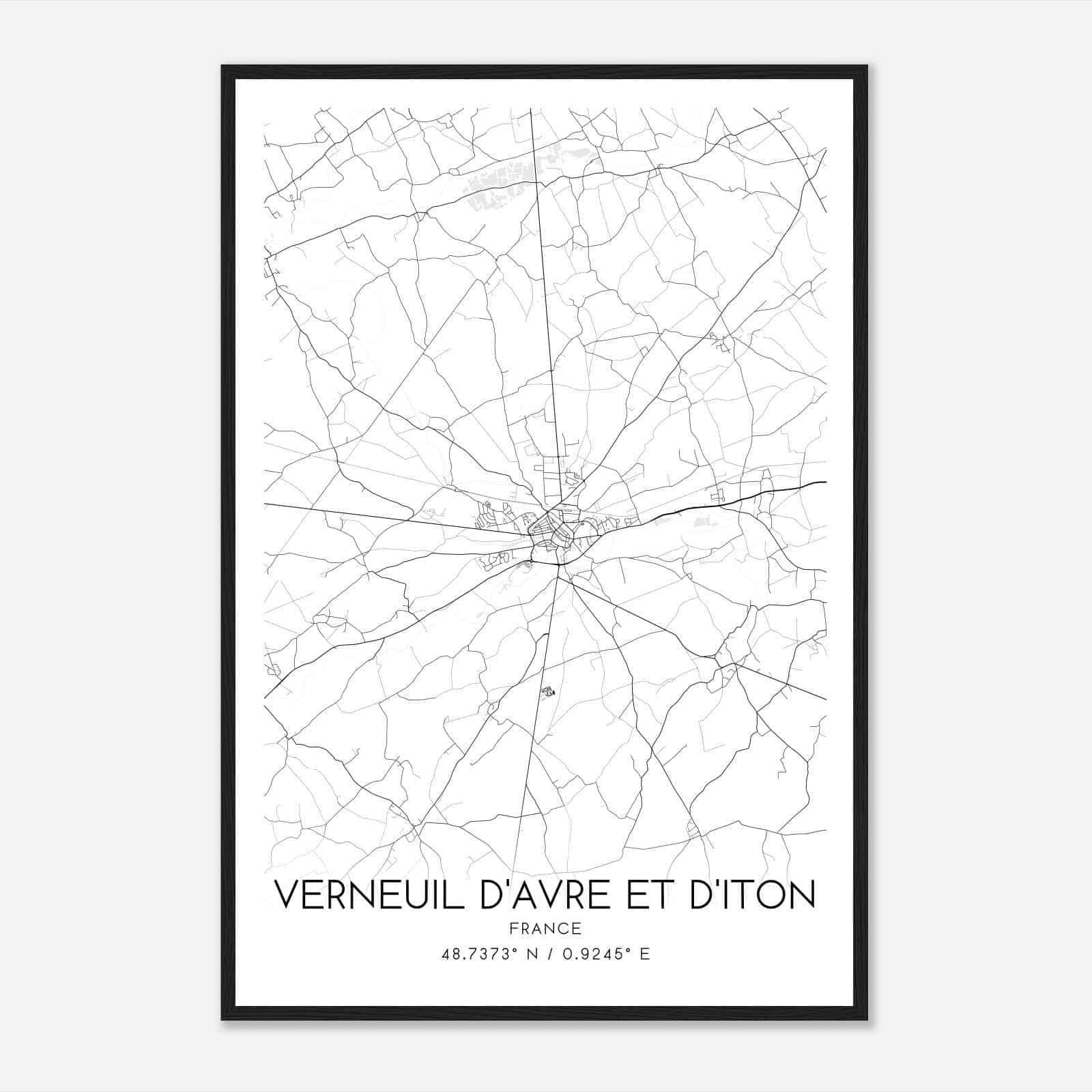 Verneuil-sur-Avre France Map Poster, Modern Home Decor Wall Art Print