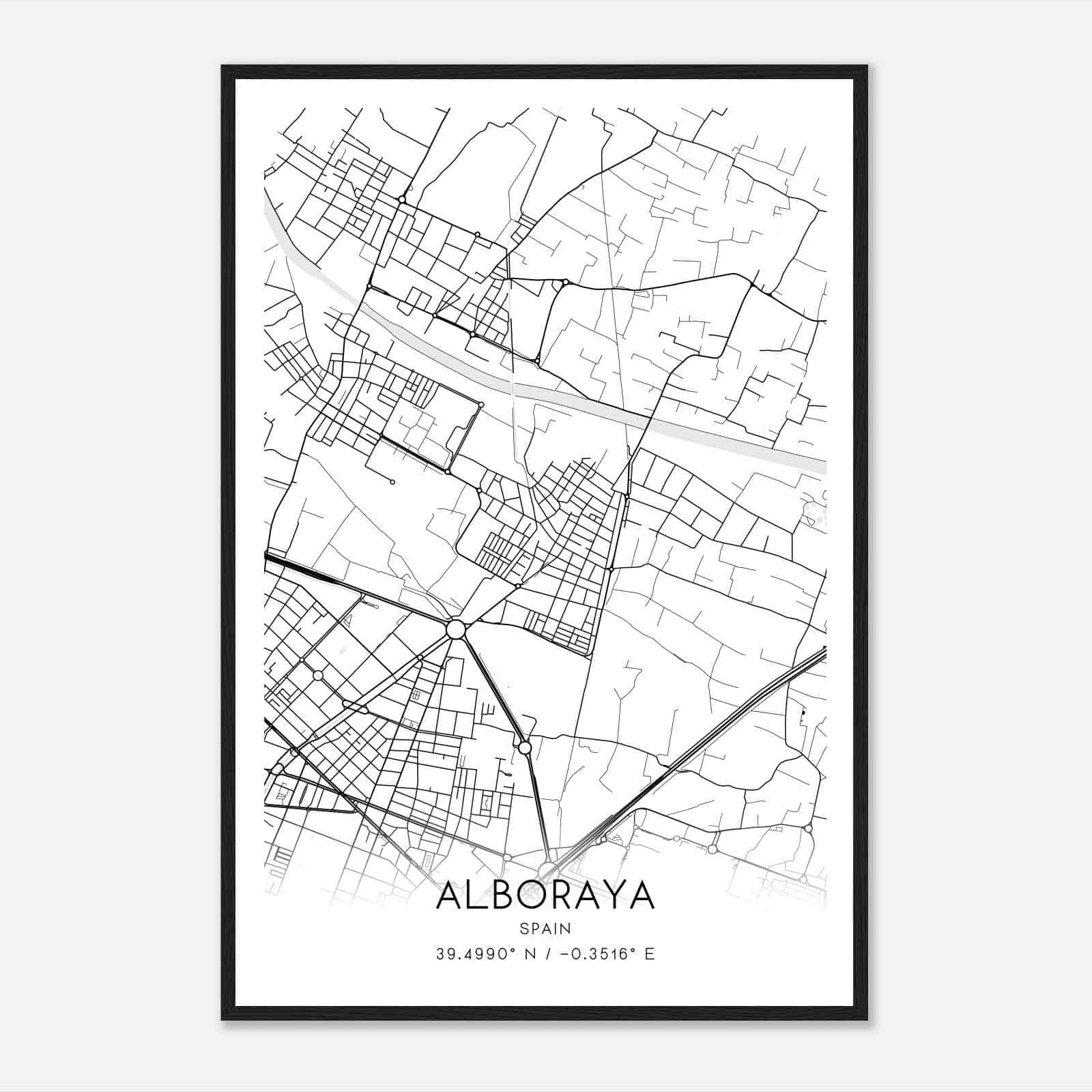 Alboraya Spain Map Poster, Modern Home Decor Wall Art Print