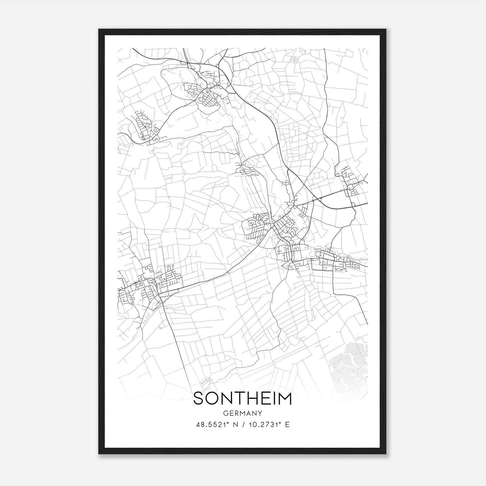 Sontheim an der Brenz Germany Map Poster, Modern Home Decor Wall Art Print