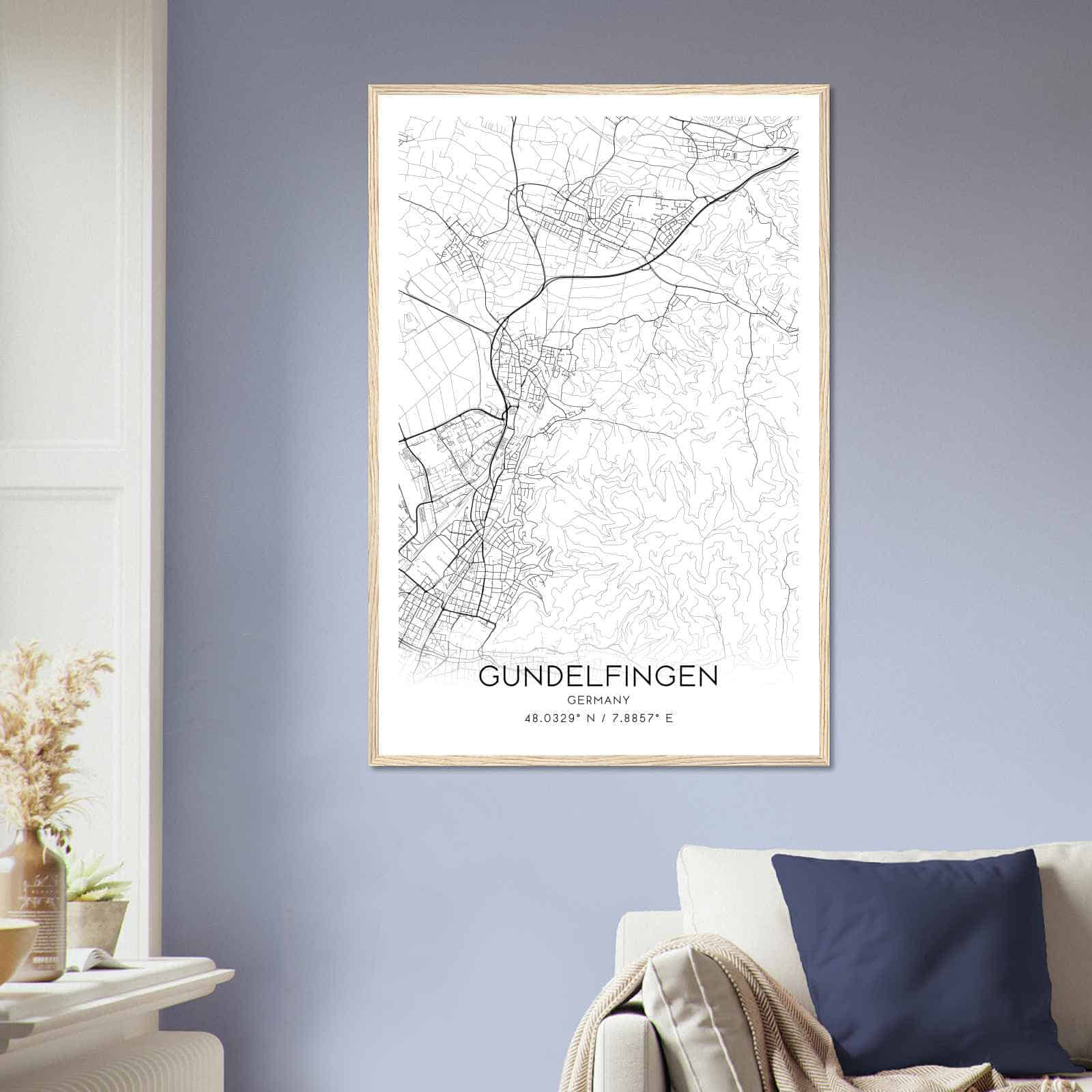 Deerfield Kansas Map Poster, Modern Home Decor Wall Art Print (Copy)