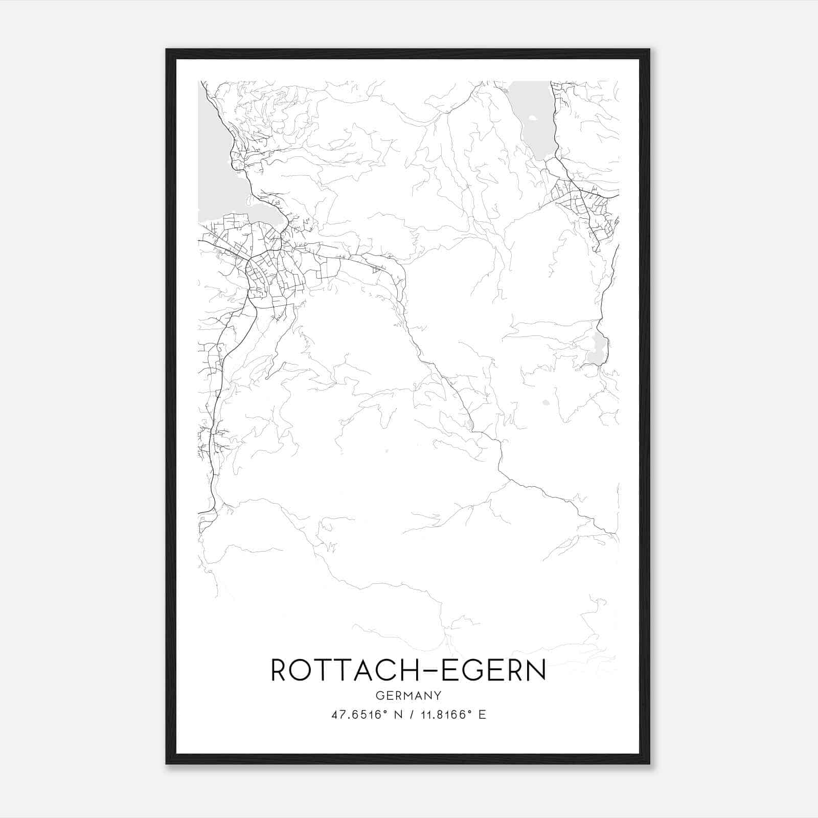 Rottach-Egern Germany Map Poster, Modern Home Decor Wall Art Print