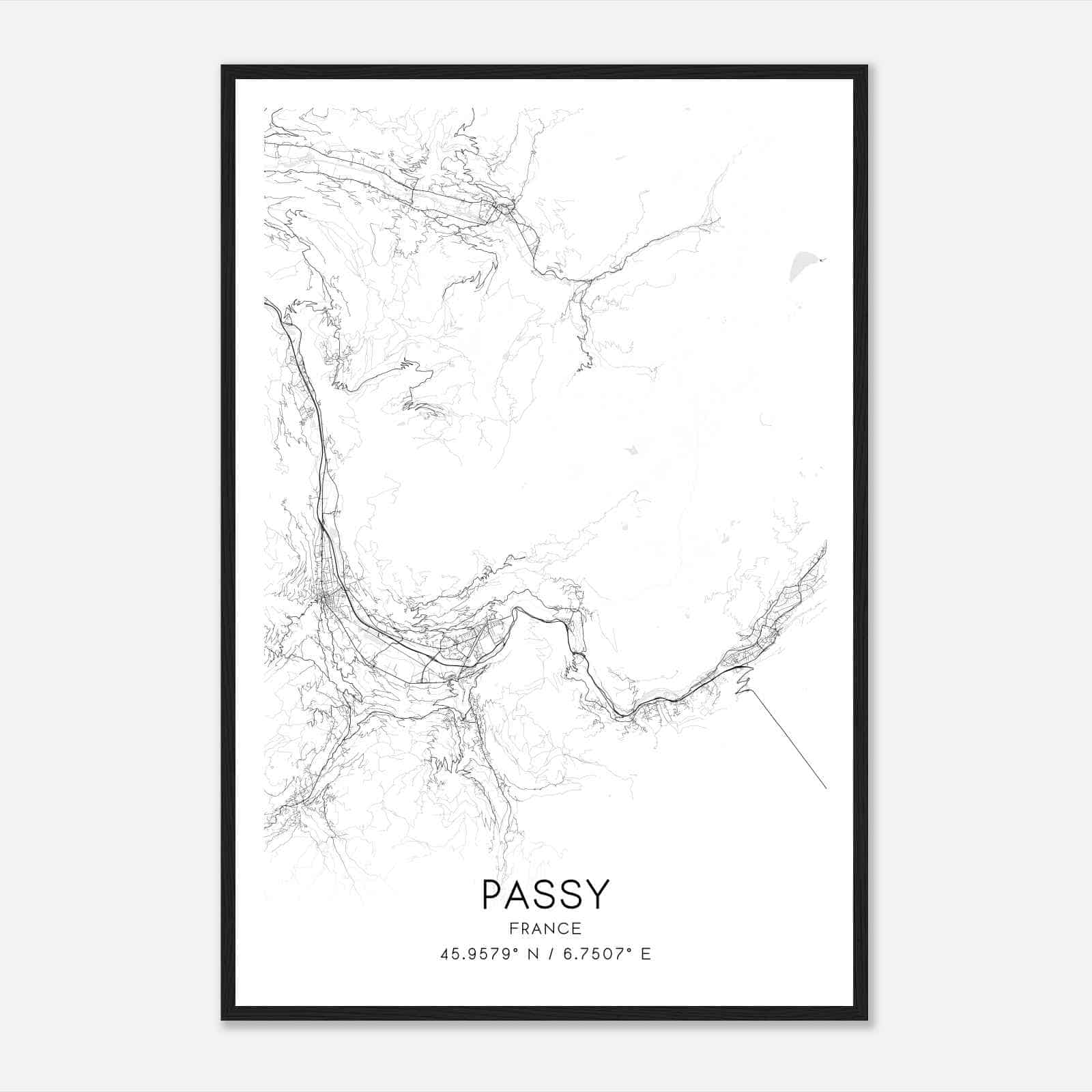 Passy France Map Poster, Modern Home Decor Wall Art Print