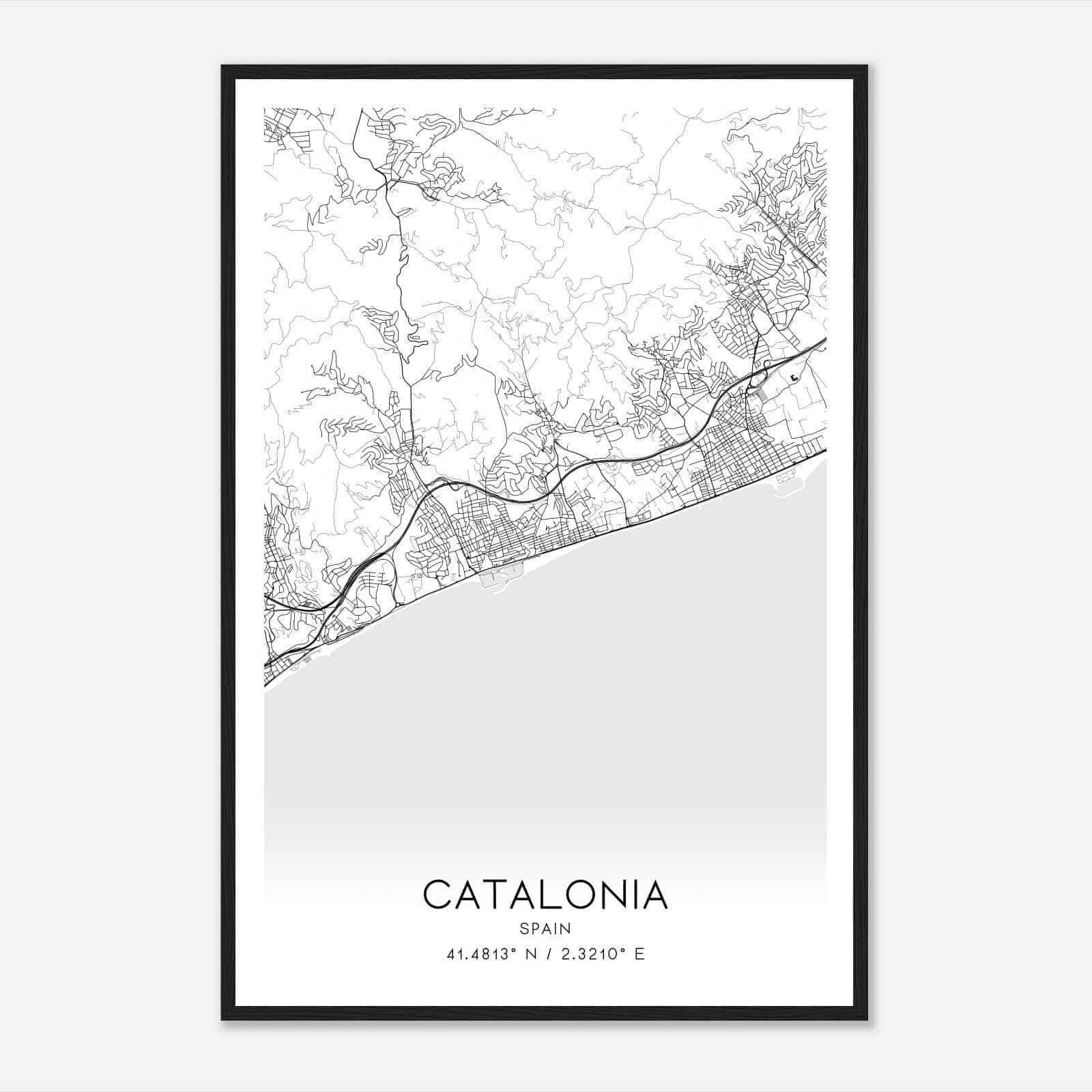 Masnou Spain Map Poster, Modern Home Decor Wall Art Print