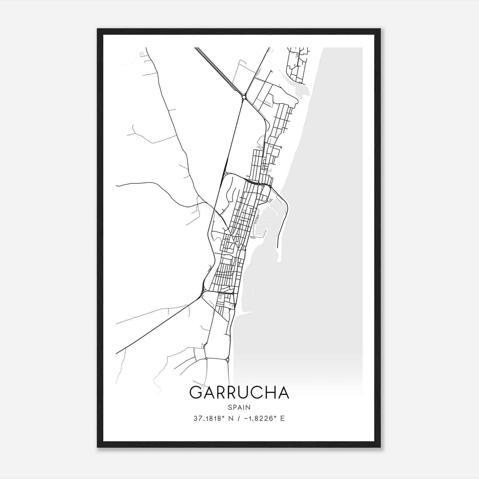 Garrucha Spain Map Poster, Modern Home Decor Wall Art Print