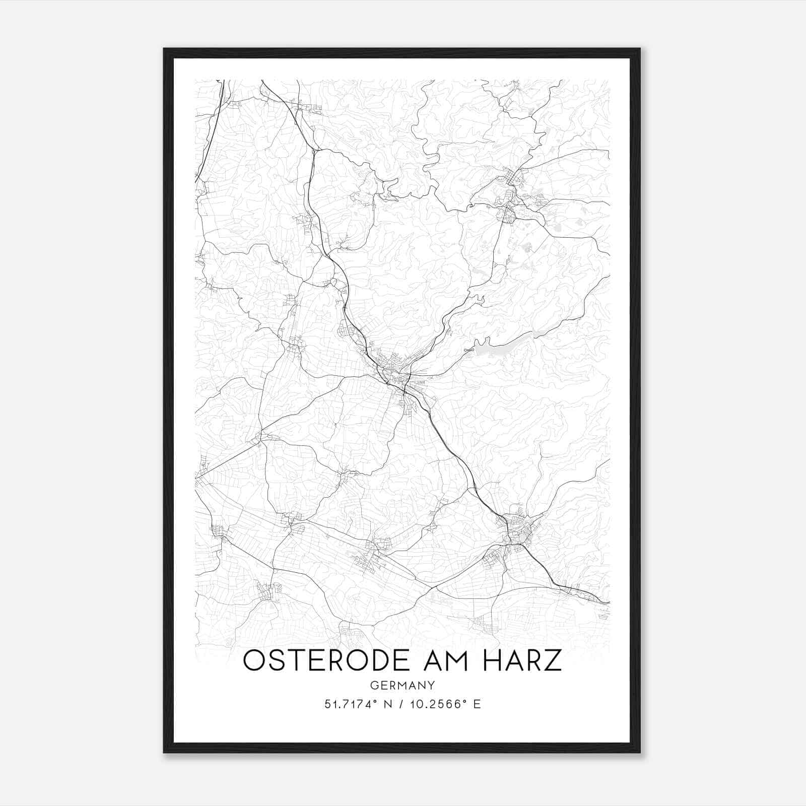 Osterode Germany Map Poster, Modern Home Decor Wall Art Print