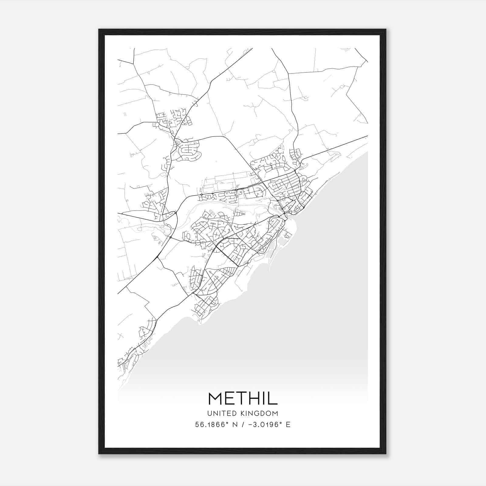 Methil United Kingdom Map Poster, Modern Home Decor Wall Art Print